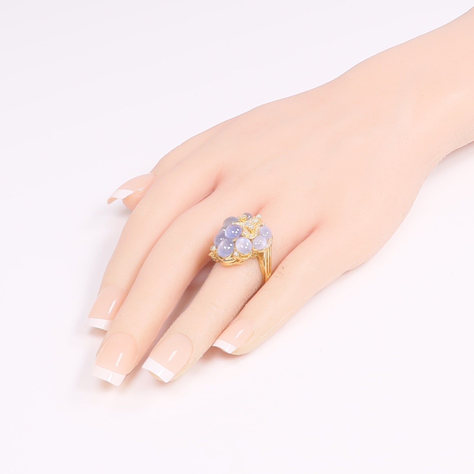 JEWELRY 【激減優惠】18K黃金Star Sapphire Diamond Ring星光藍寶石/鑽石戒指US#5.5