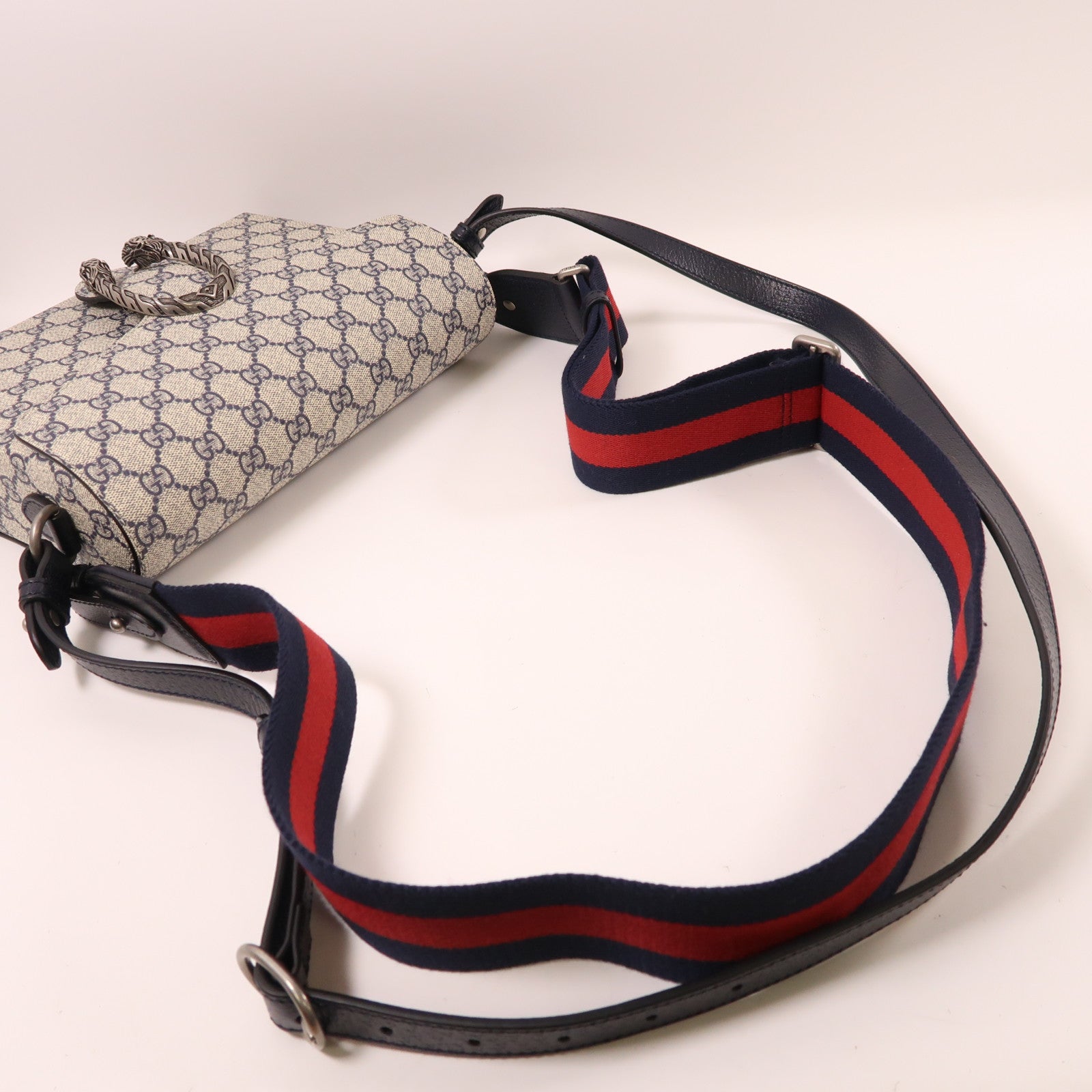 GUCCI 【激減優惠】塗層帆布/皮革Dionysus銀扣肩背袋