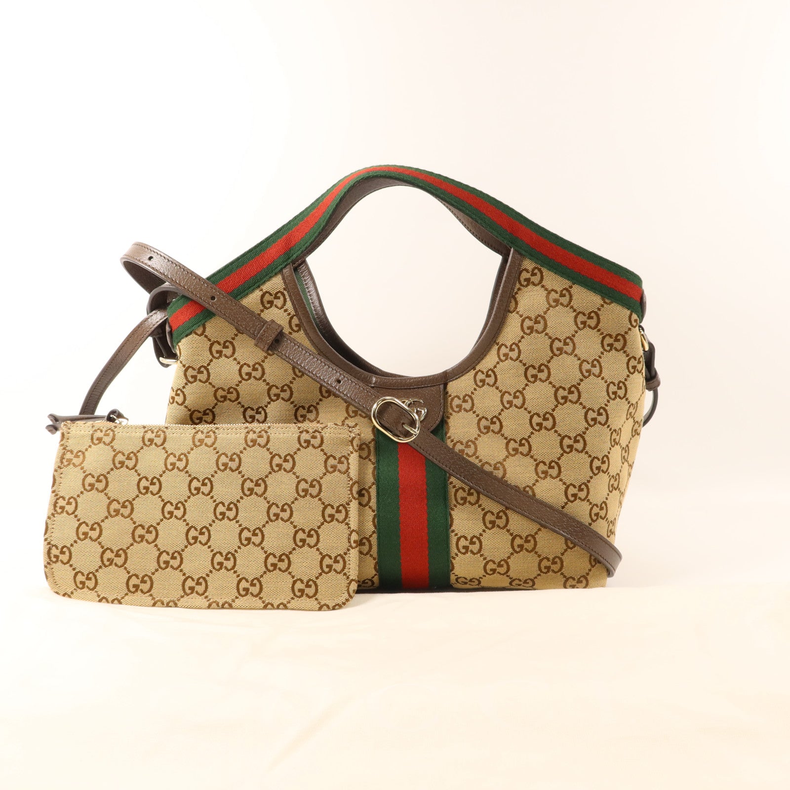 GUCCI 帆布Giglio Small Tote Bag金扣手挽肩背兩用袋