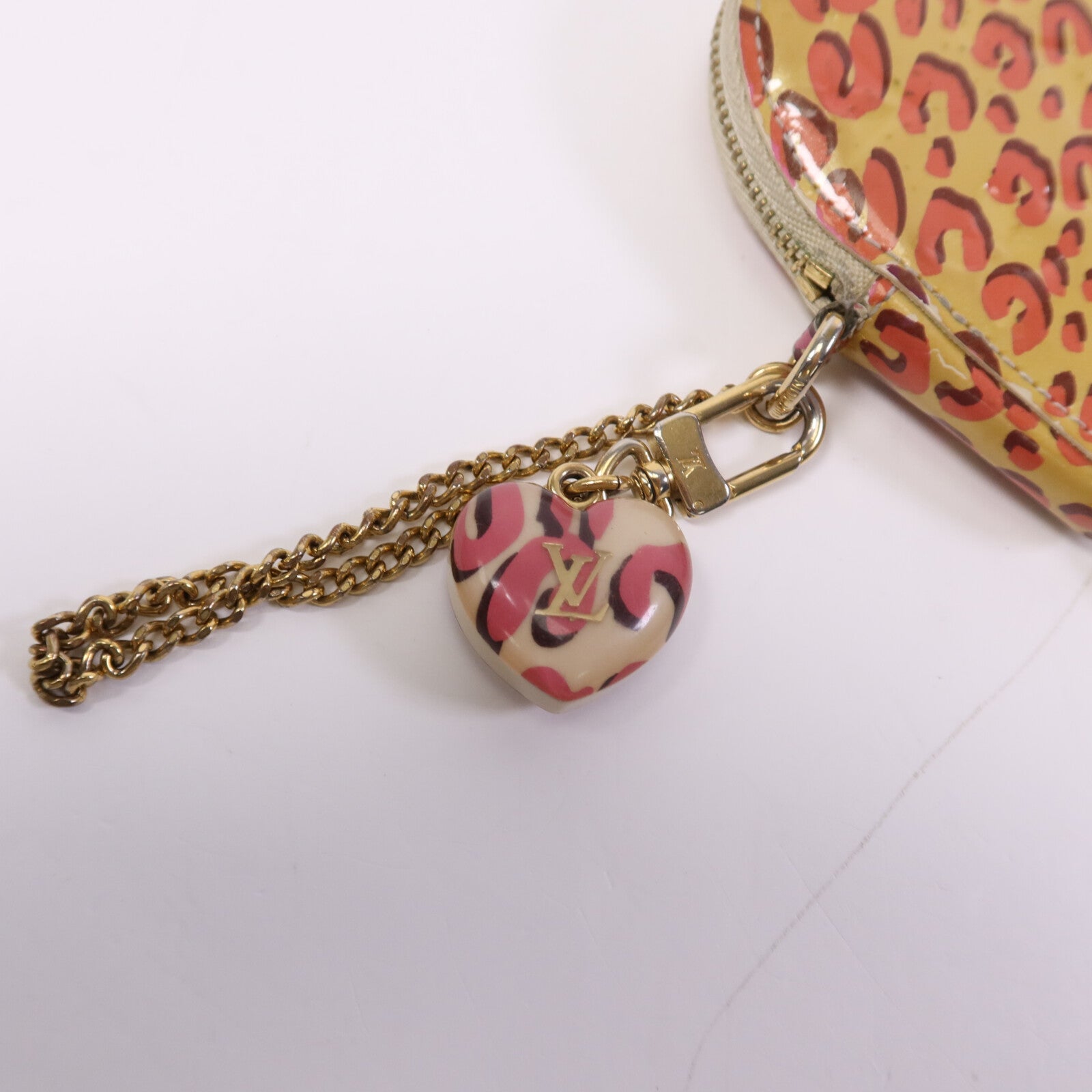 LOUIS VUITTON Vernis Leopard Porte Monnaie Coeur Broncorail金扣零錢包