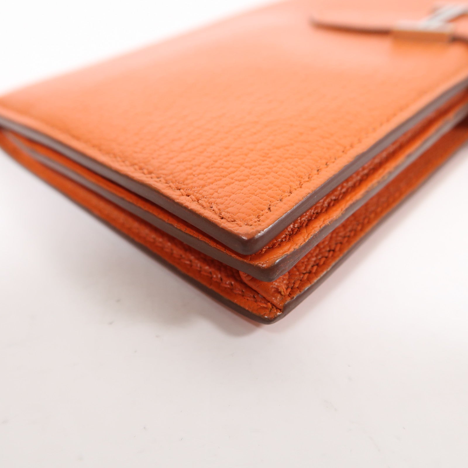 HERMES Chevre皮革Bean Long Wallet銀扣長錢包