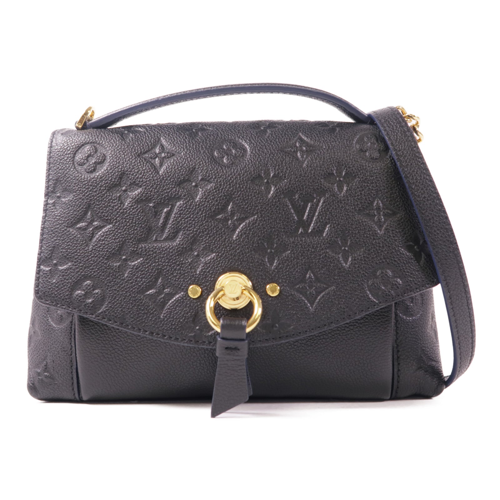 LOUIS VUITTON Monogram Empreinte Blance BB金扣鏈帶手挽肩背兩用袋