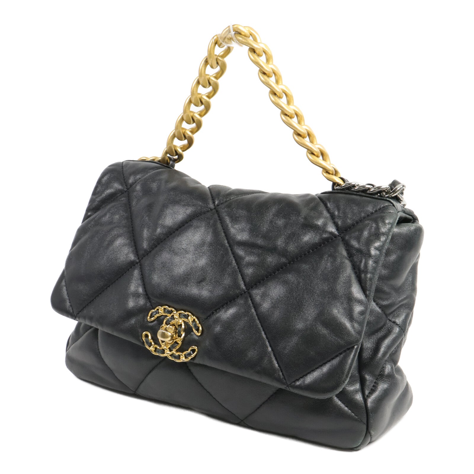 CHANEL 羊皮皮革19 Large鏈帶手挽肩背兩用袋