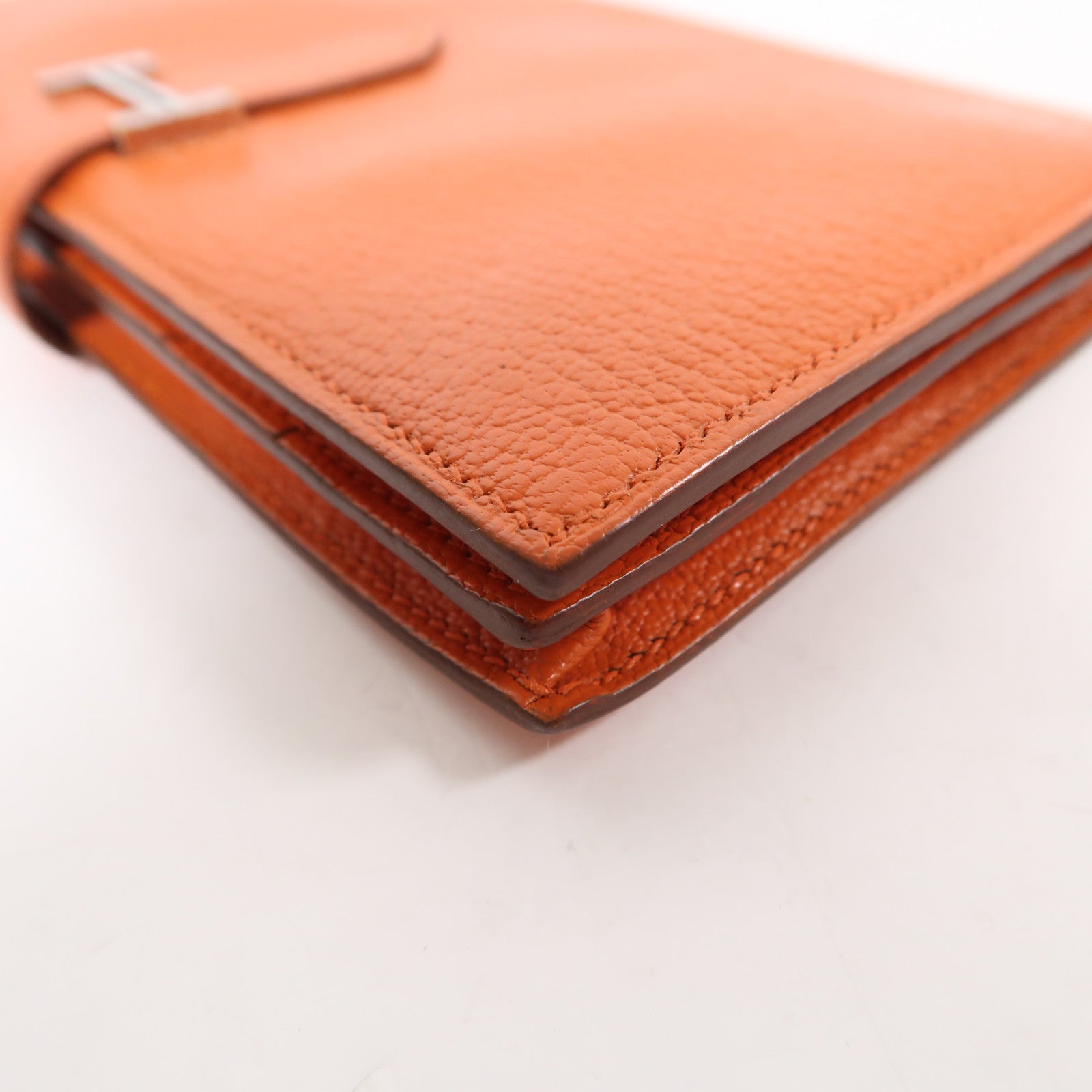 HERMES Chevre皮革Bean Long Wallet銀扣長錢包