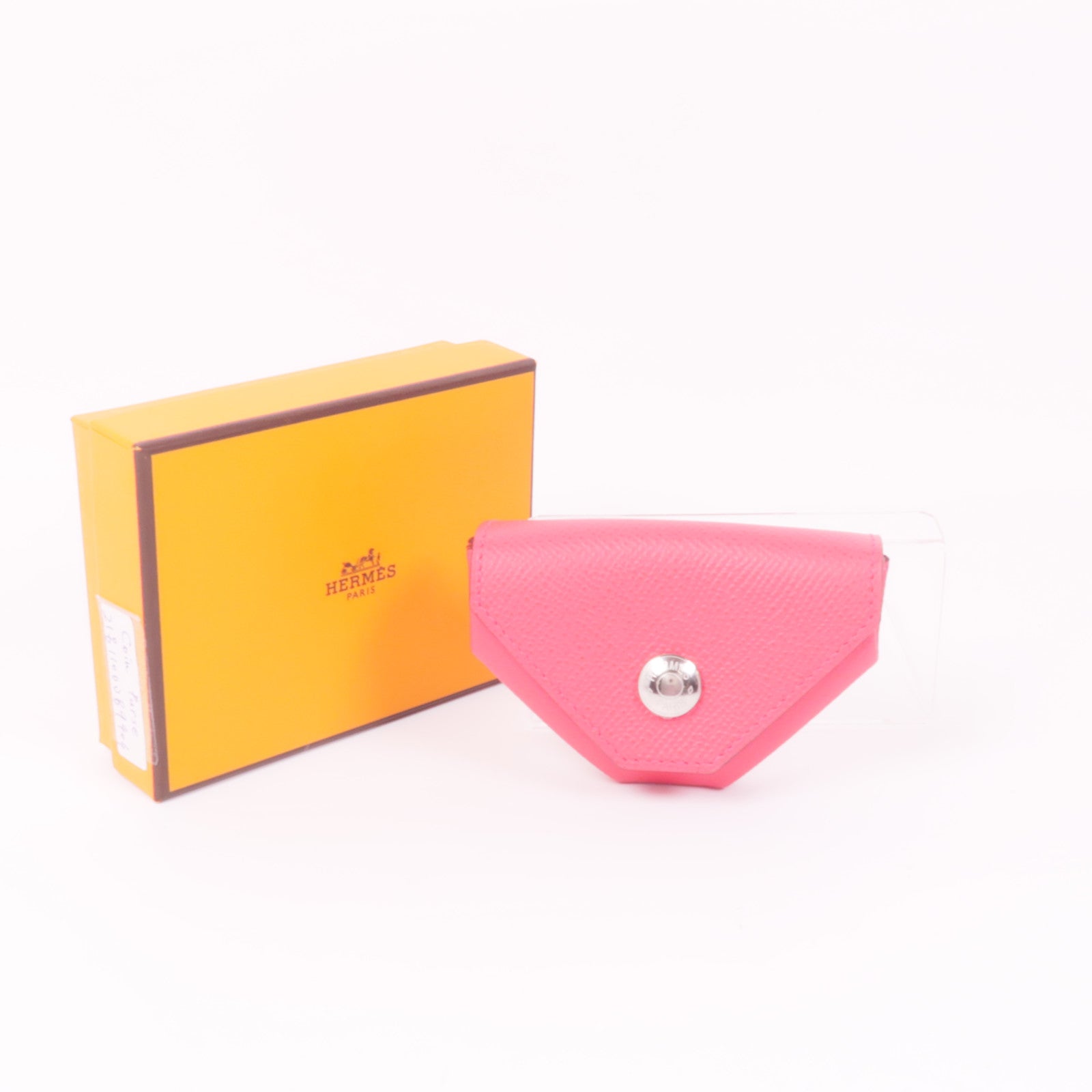 HERMES PHW Coin Case Calfskin Leather Red