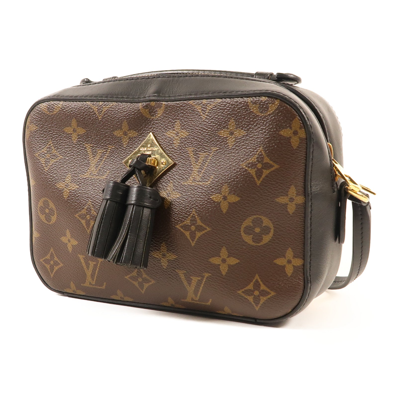 LOUIS VUITTON Monogram Saintonge金扣手挽袋棕色
