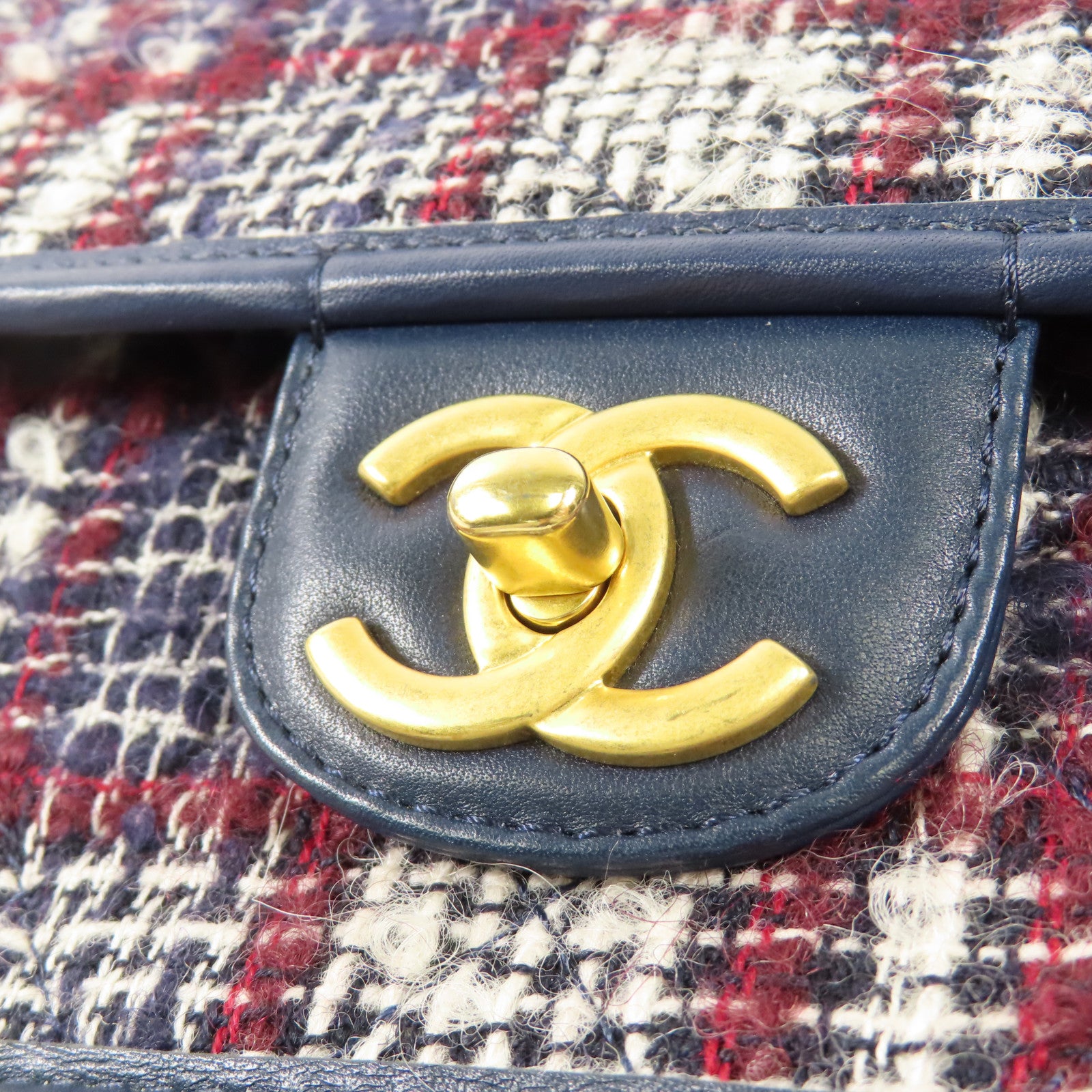 CHANEL 【激減優惠】斜紋軟呢Small Flap Bag Top Handle金扣手挽肩背兩用袋
