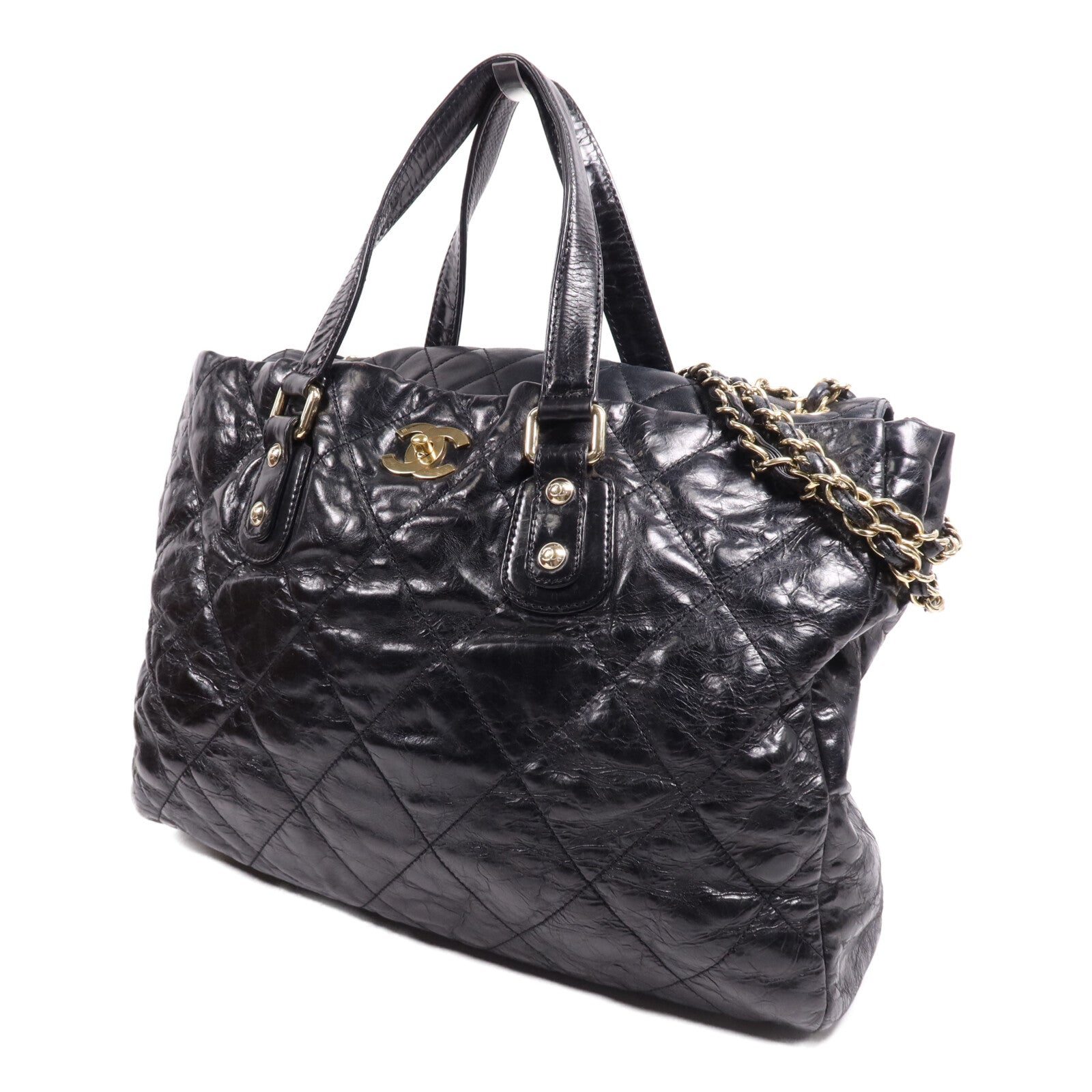 CHANEL 牛皮皮革Tote Bag金扣鏈帶肩背袋