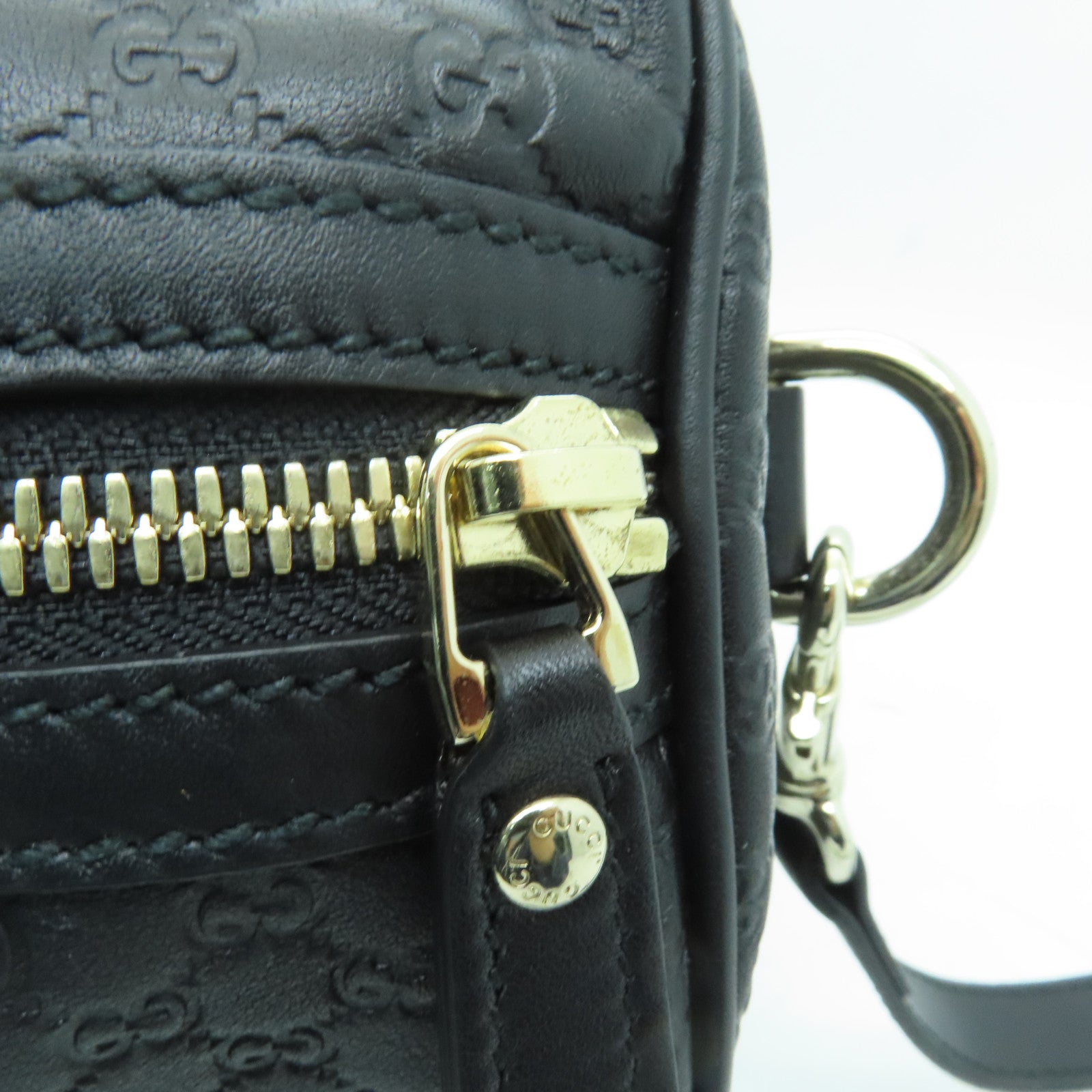 GUCCI 牛皮皮革Boston Bag金扣波士頓包黑色