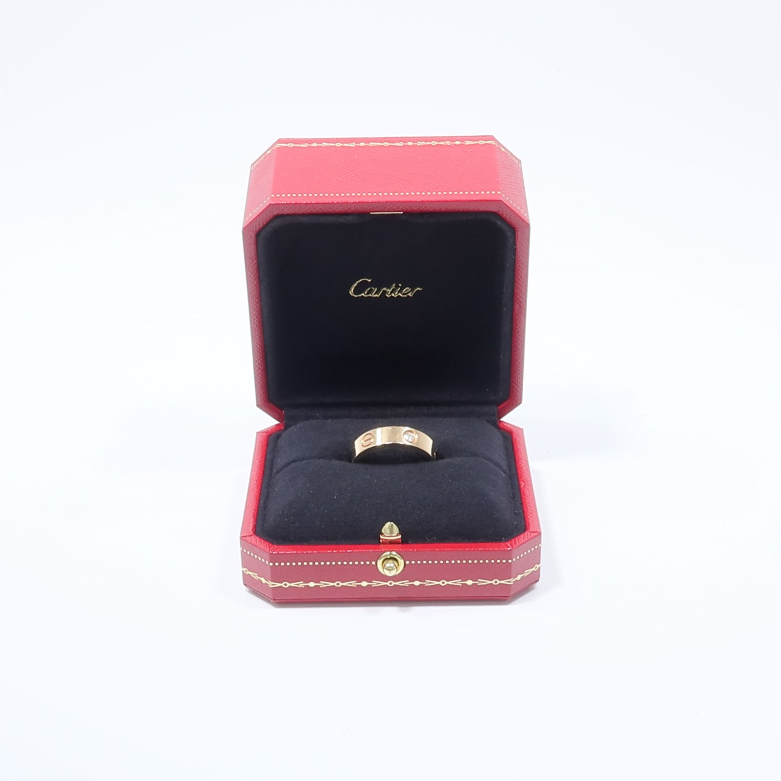 CARTIER 18K玫瑰金Love Ring 3P鑽石戒指