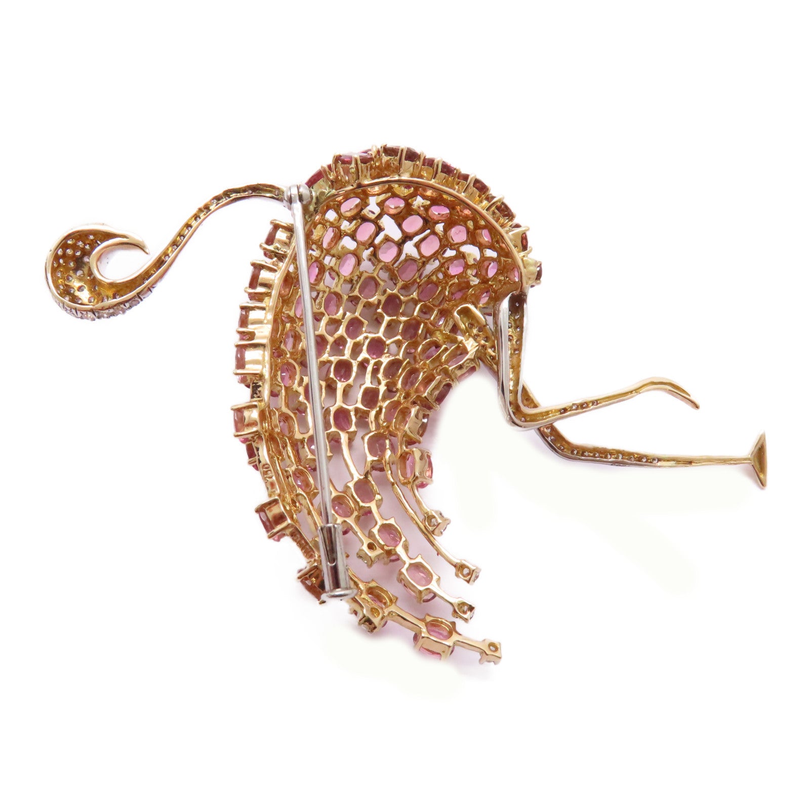 JEWELRY 【激減優惠】18K黃金/白金Tourmaline Diamond Brooch 12.83ct電氣石/0.96ct鑽石胸針