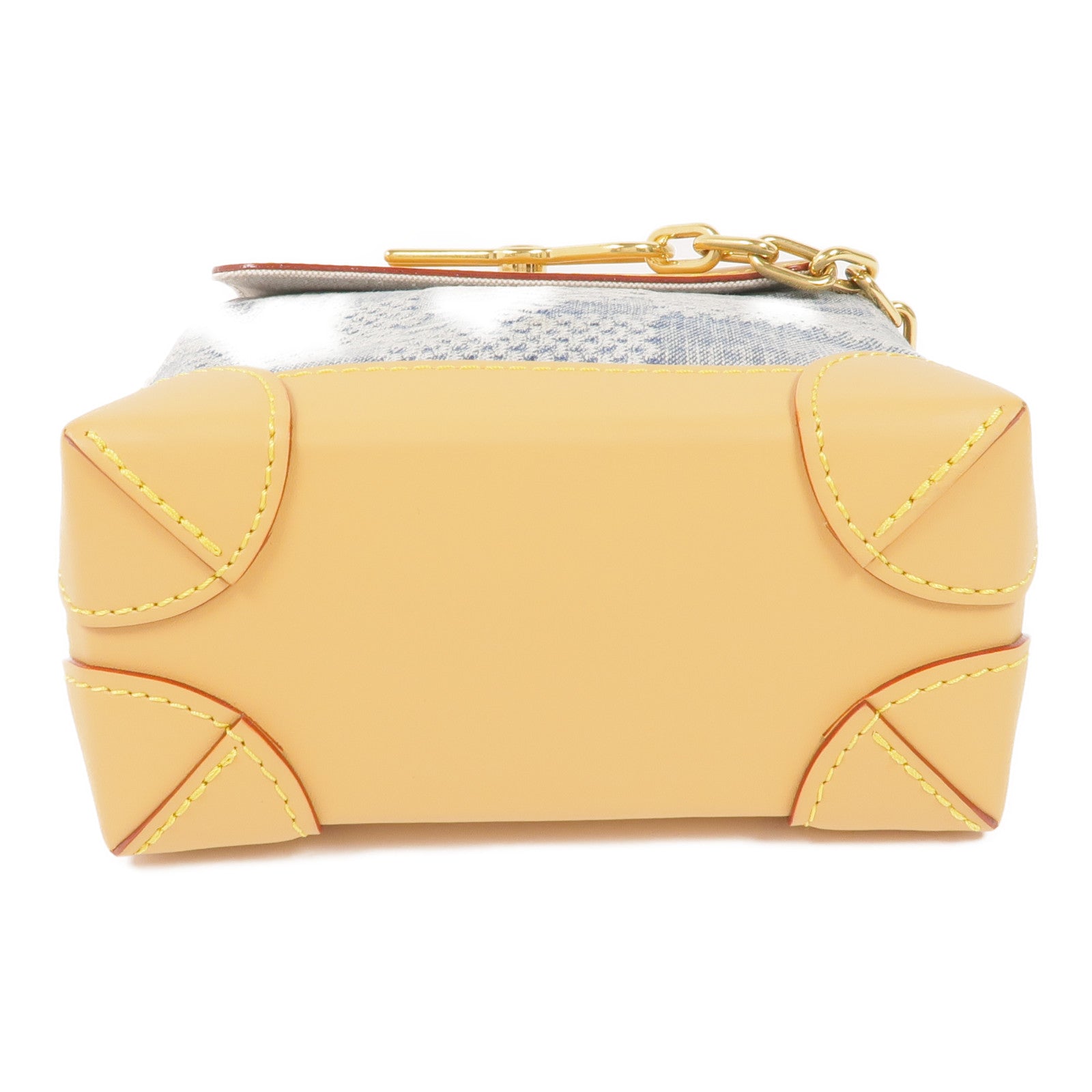 LOUIS VUITTON Damier Denim/牛皮皮革Nano Steamer金扣手挽肩背兩用袋