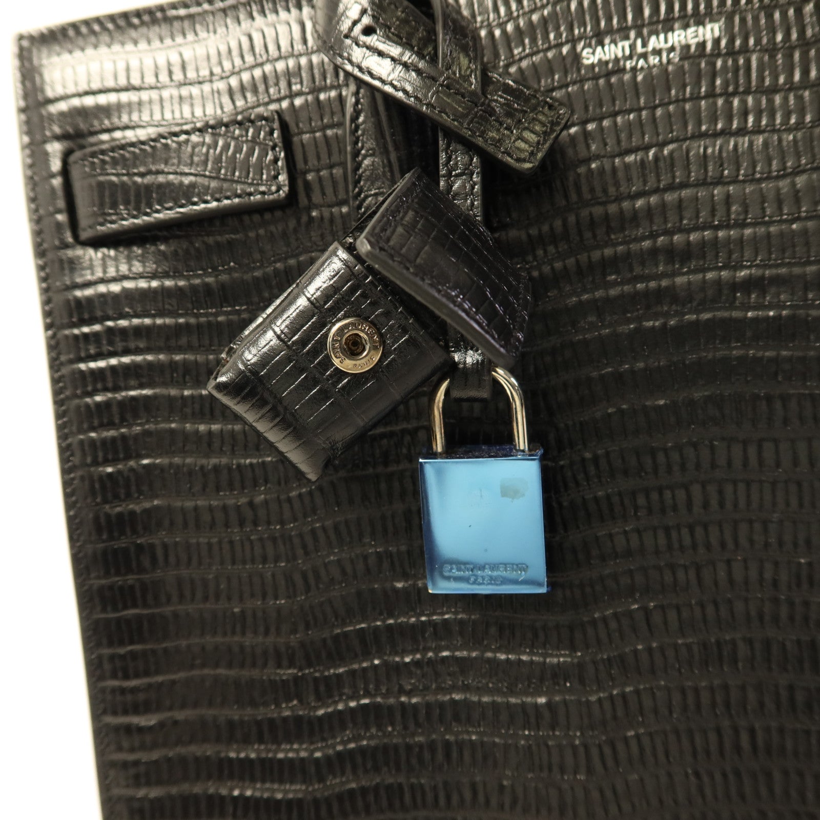 YVES SAINT LAURENT 牛皮皮革Sac De Jour銀扣手挽肩背兩用袋