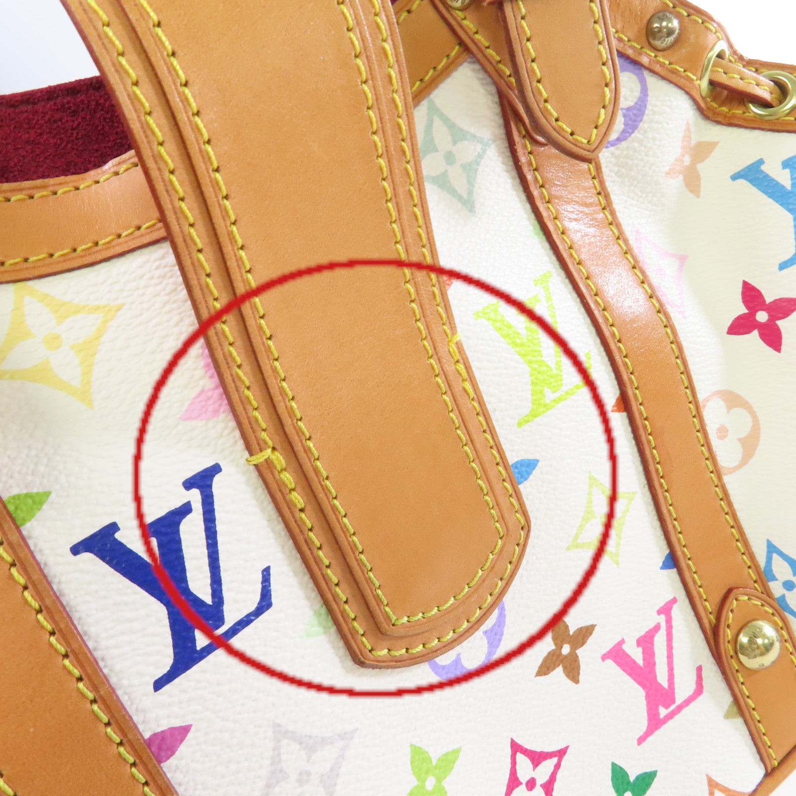 LOUIS VUITTON Monogram Multicolor Theda PM金扣手挽袋白色/彩色