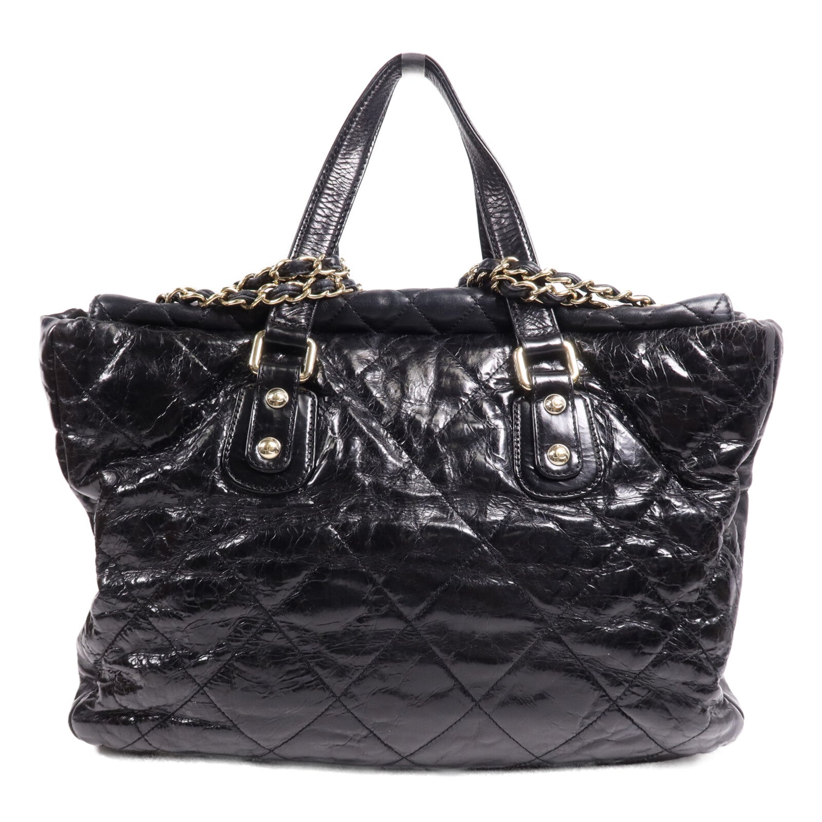 CHANEL 牛皮皮革Tote Bag金扣鏈帶肩背袋