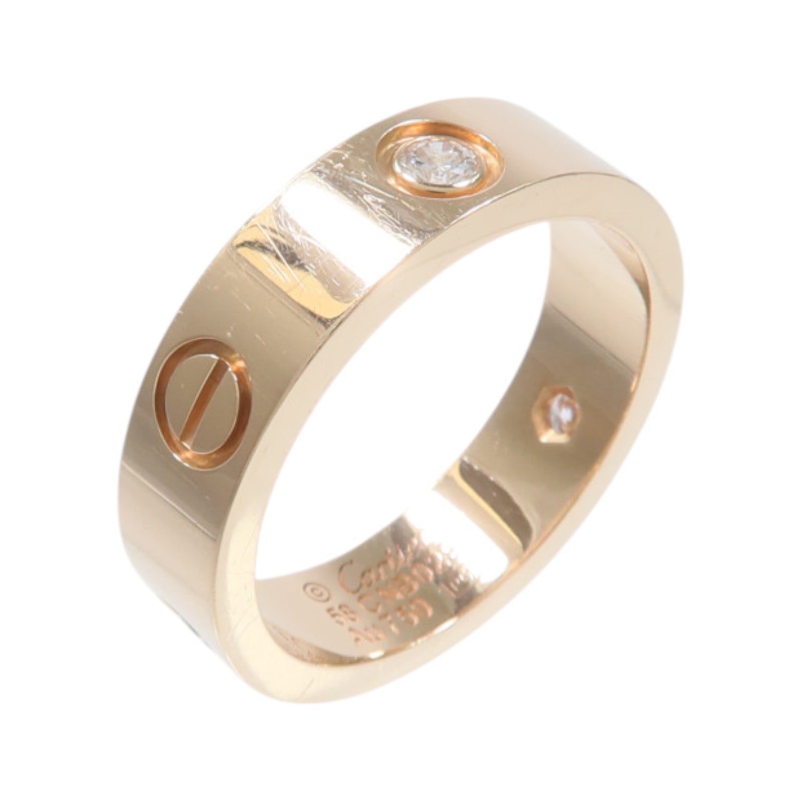 CARTIER 18K玫瑰金Love Ring 3P鑽石戒指
