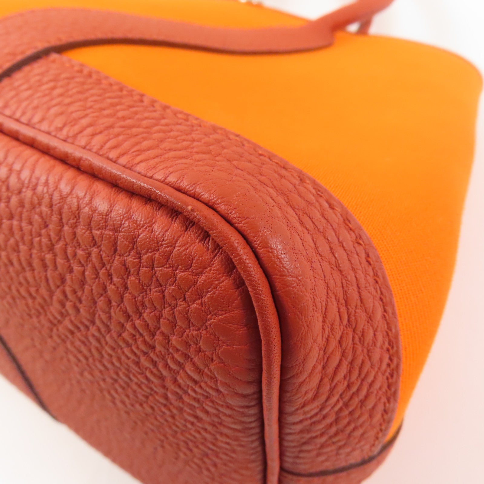 HERMES 帆布Garden Party TPM銀扣手挽袋橙色