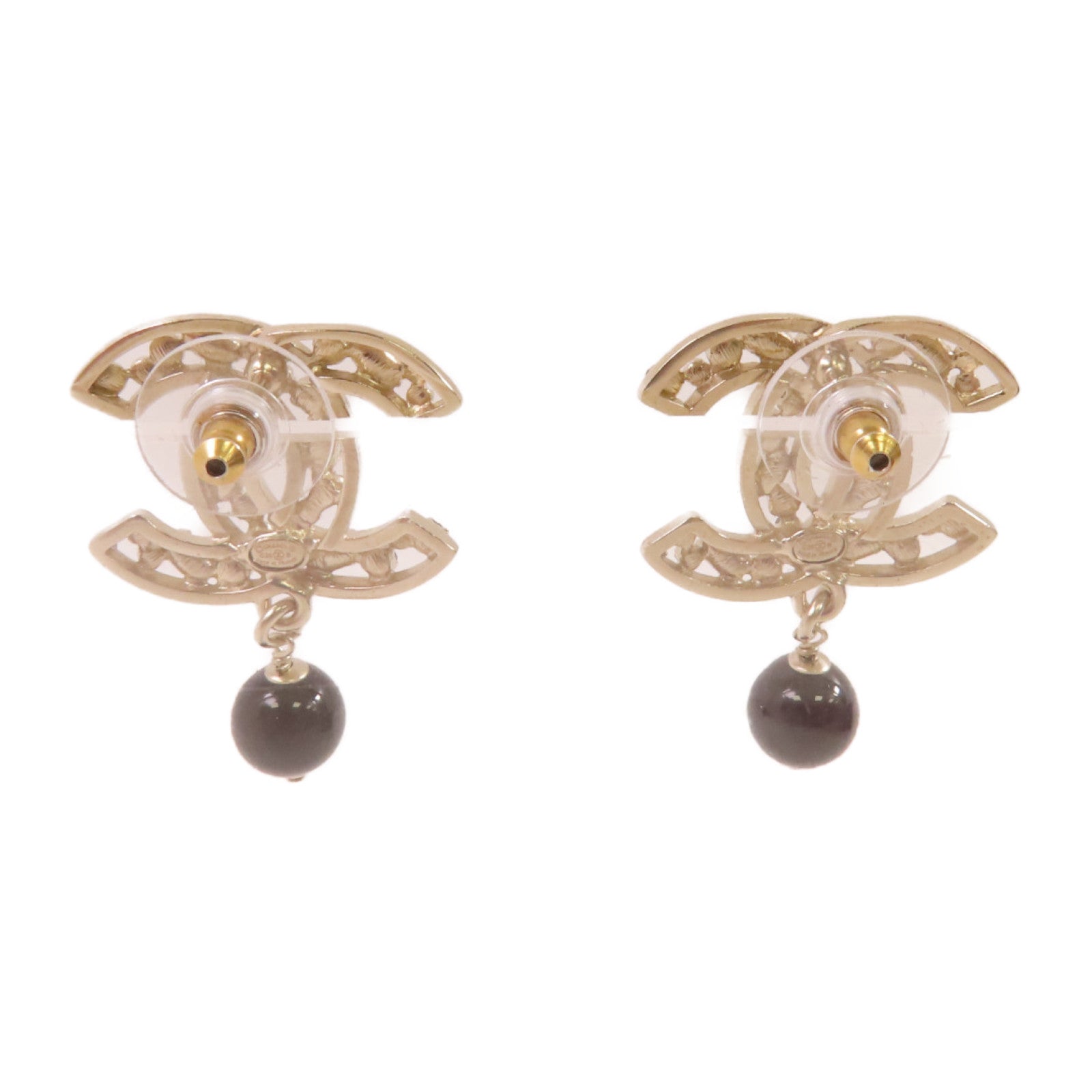 CHANEL 金屬/仿珍珠/水鑽CC Earrings金扣耳環金色/黑色/粉紅色