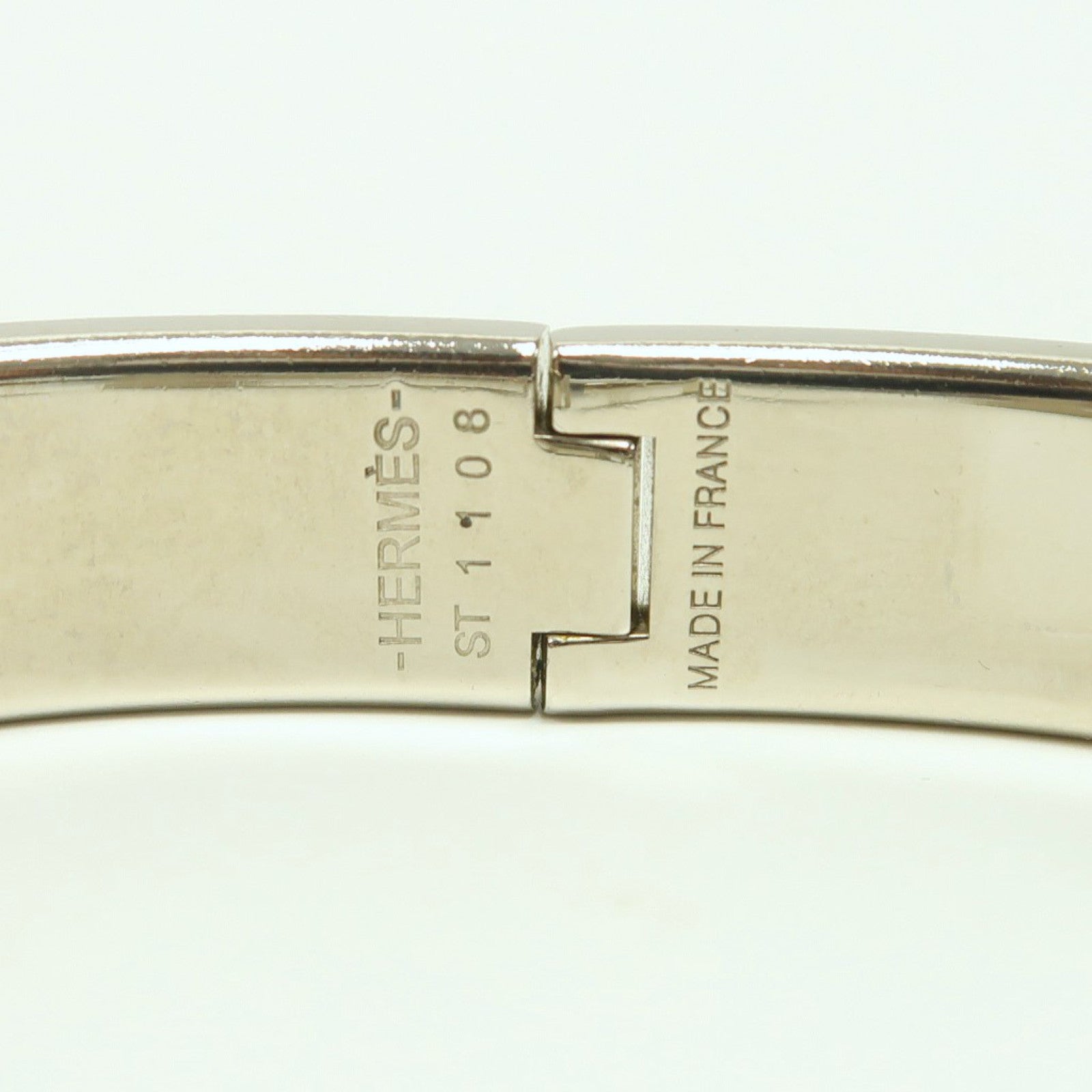 HERMES 金屬Clic H手鐲米色/銀色