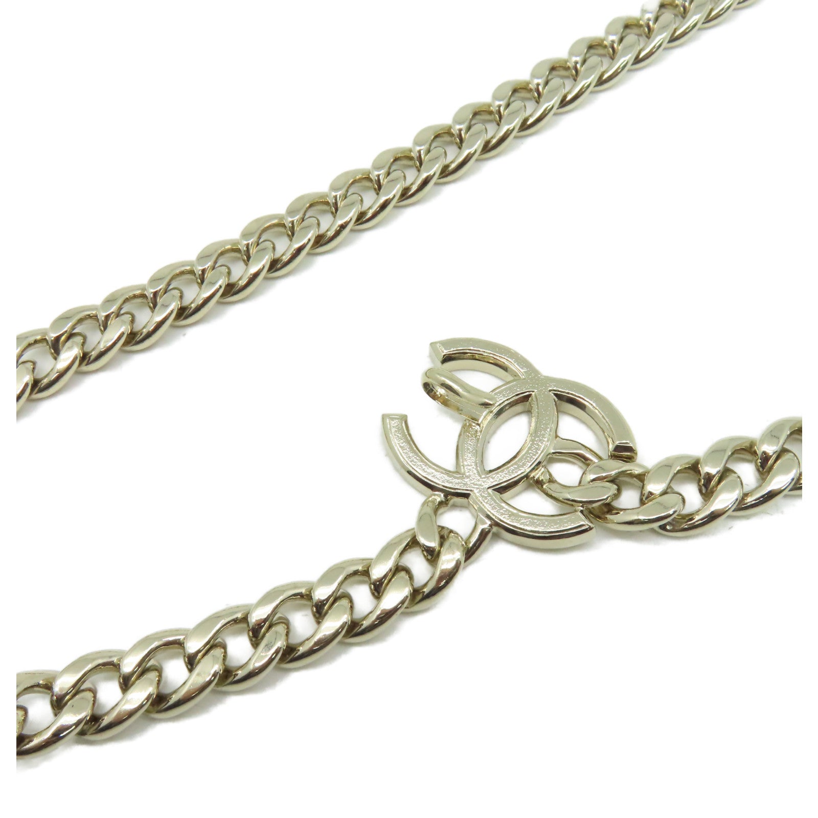 CHANEL 【激減優惠】金屬Fancy Belt金扣皮帶金色