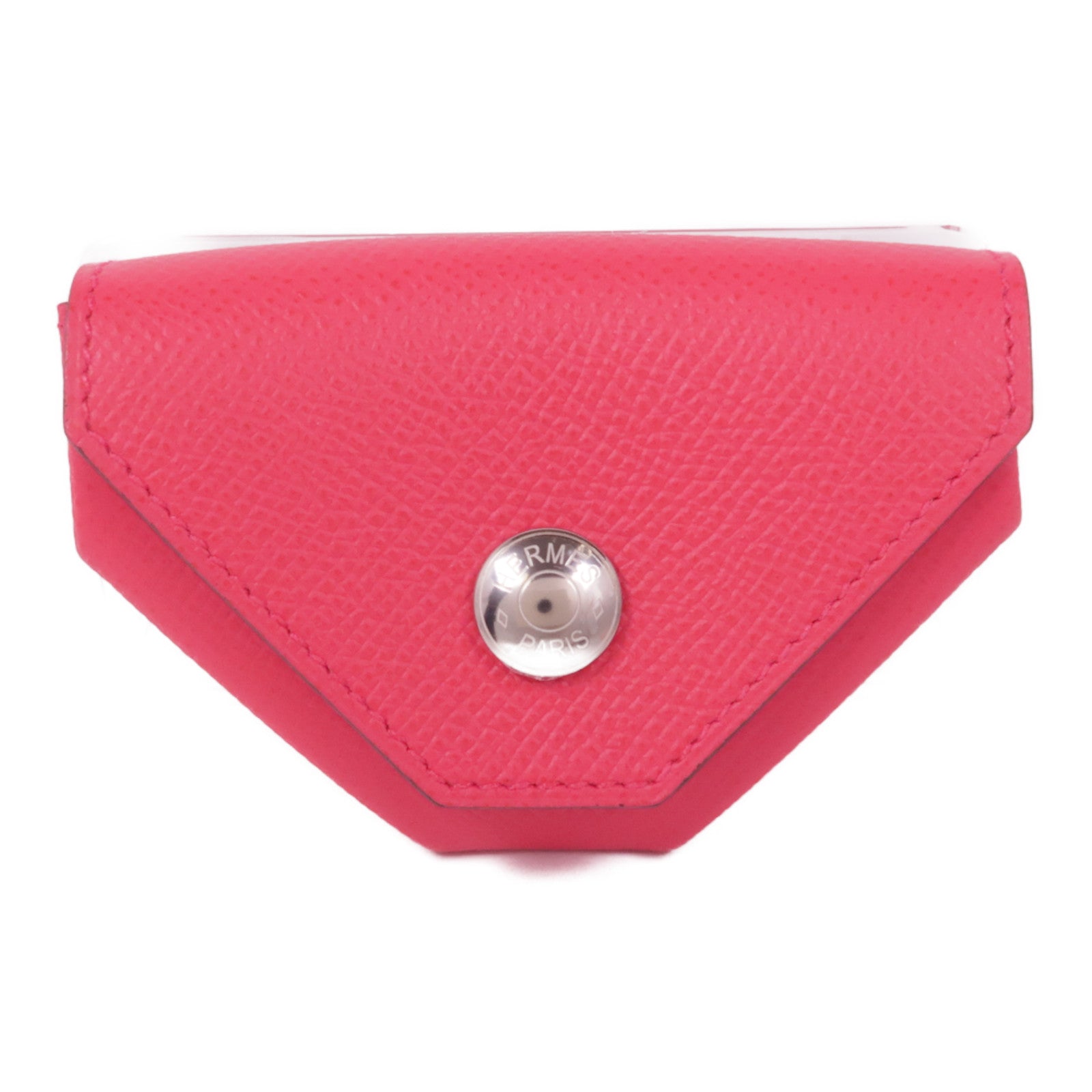 HERMES PHW Coin Case Calfskin Leather Red