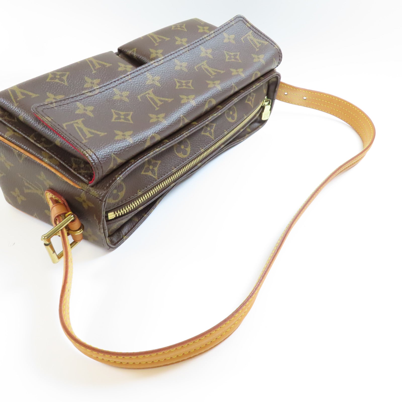 LOUIS VUITTON Monogram Viva Cite MM金扣肩背袋棕色