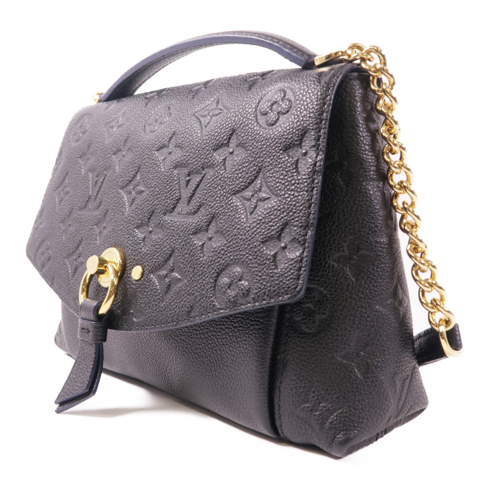 LOUIS VUITTON Monogram Empreinte Blance BB金扣鏈帶手挽肩背兩用袋
