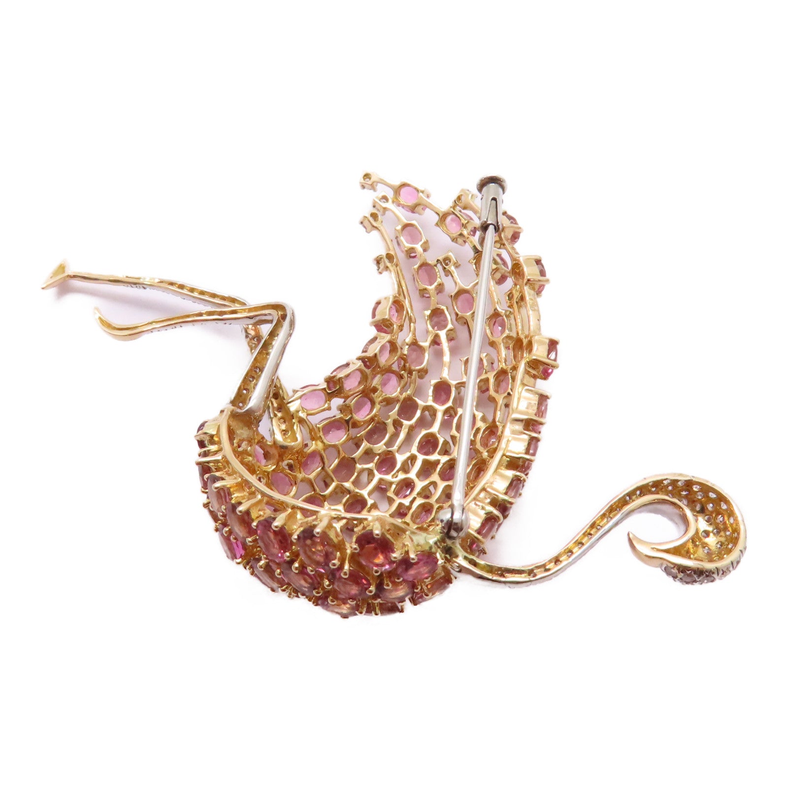 JEWELRY 【激減優惠】18K黃金/白金Tourmaline Diamond Brooch 12.83ct電氣石/0.96ct鑽石胸針