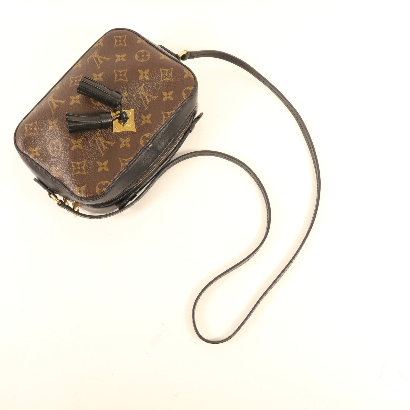 LOUIS VUITTON Monogram Saintonge金扣手挽袋棕色