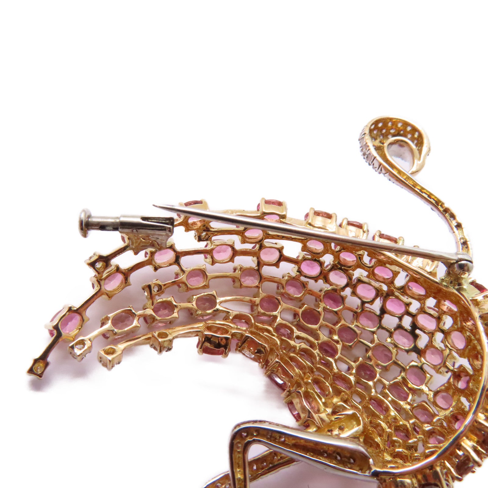 JEWELRY 【激減優惠】18K黃金/白金Tourmaline Diamond Brooch 12.83ct電氣石/0.96ct鑽石胸針