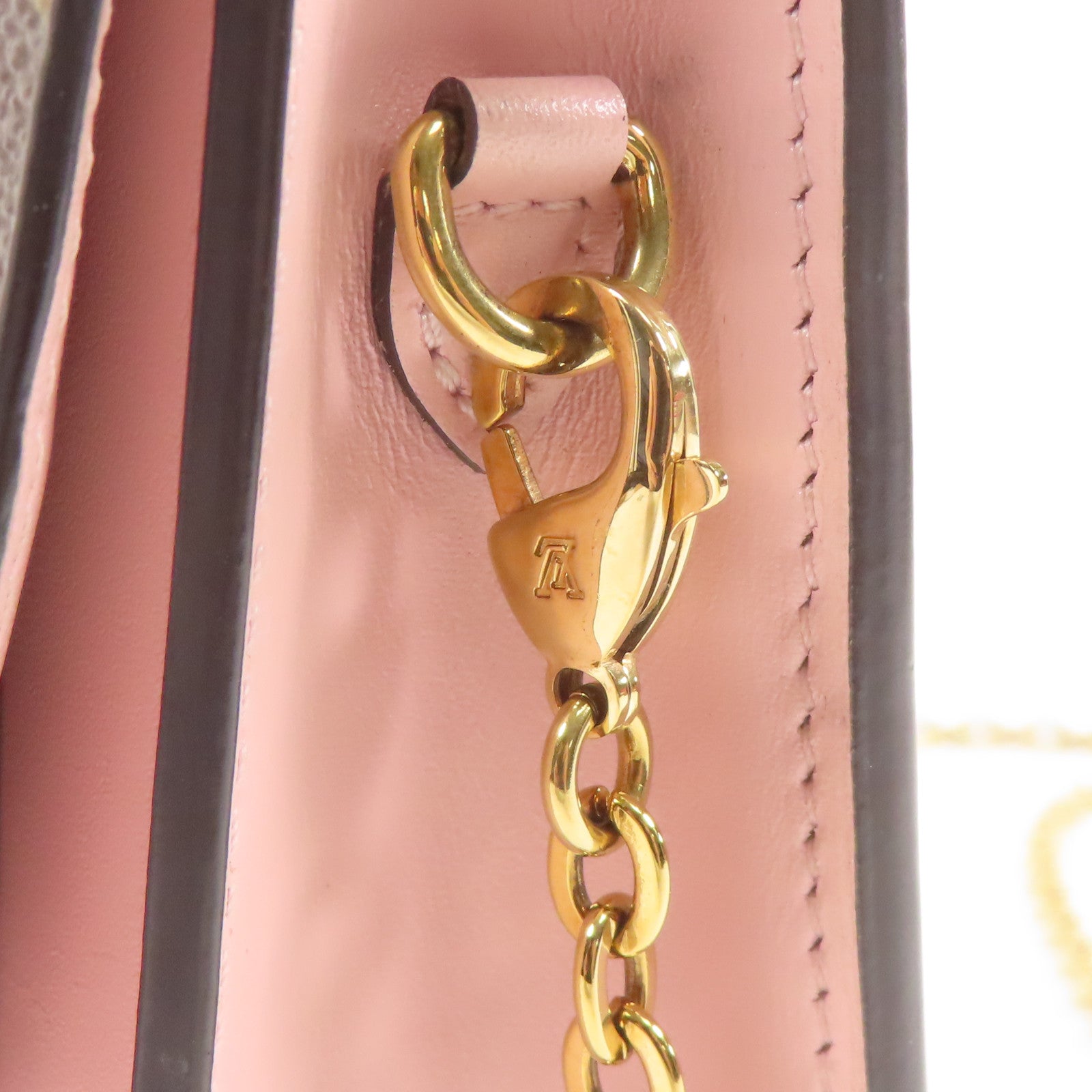 LOUIS VUITTON LV Flore Chain Wallet Shoulder Bag M67405 Monogram Brown Pink