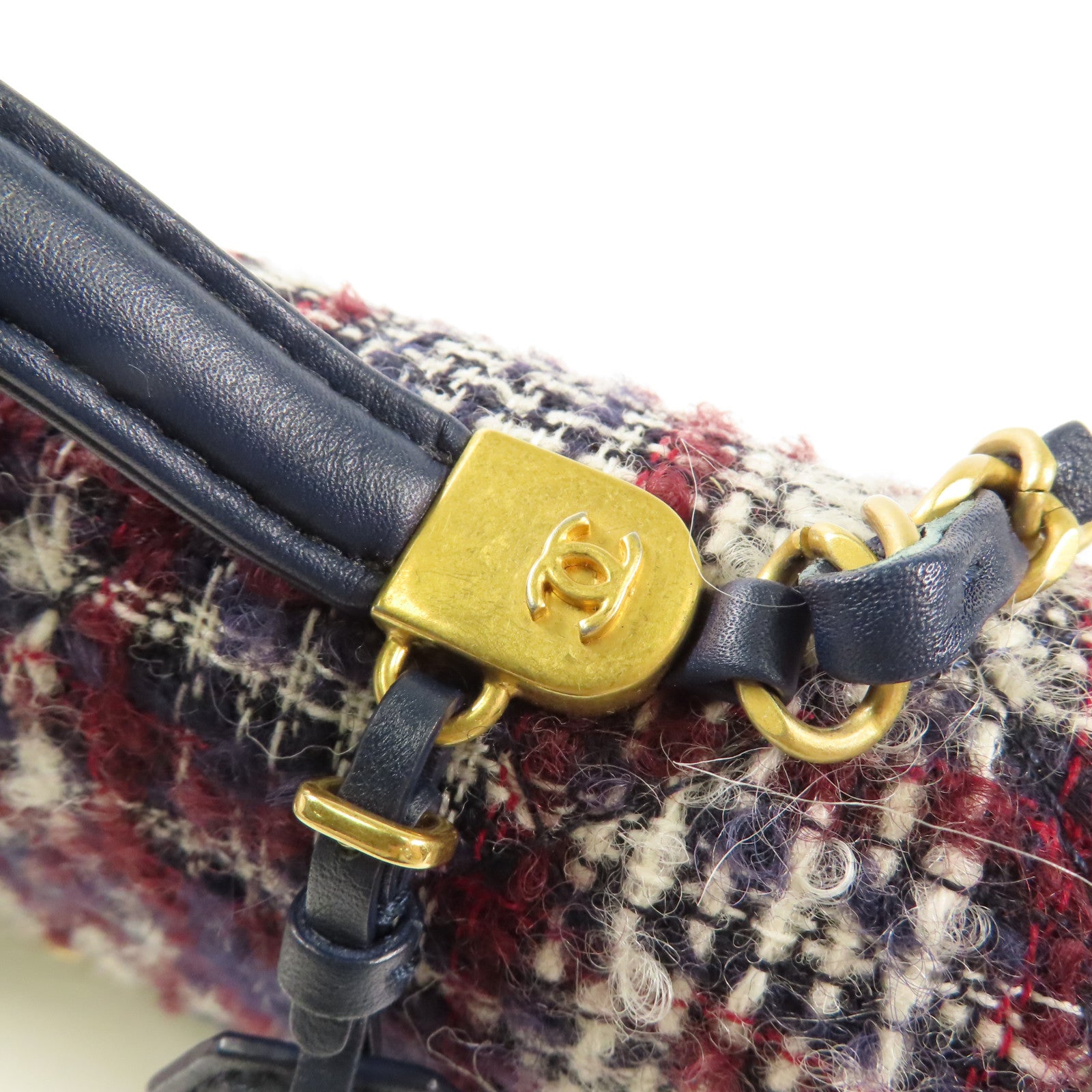 CHANEL 【激減優惠】斜紋軟呢Small Flap Bag Top Handle金扣手挽肩背兩用袋