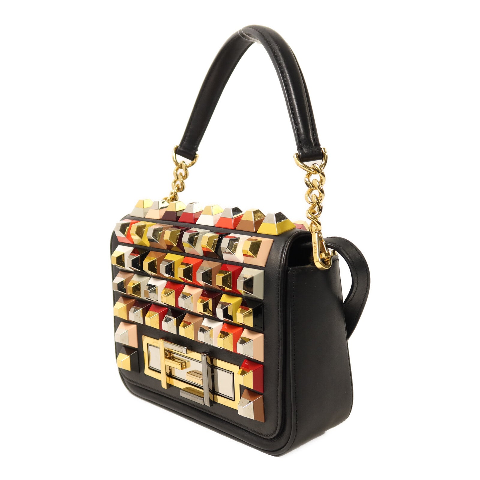 FENDI 牛皮皮革3 Baguette Squared鏈帶手挽肩背兩用袋