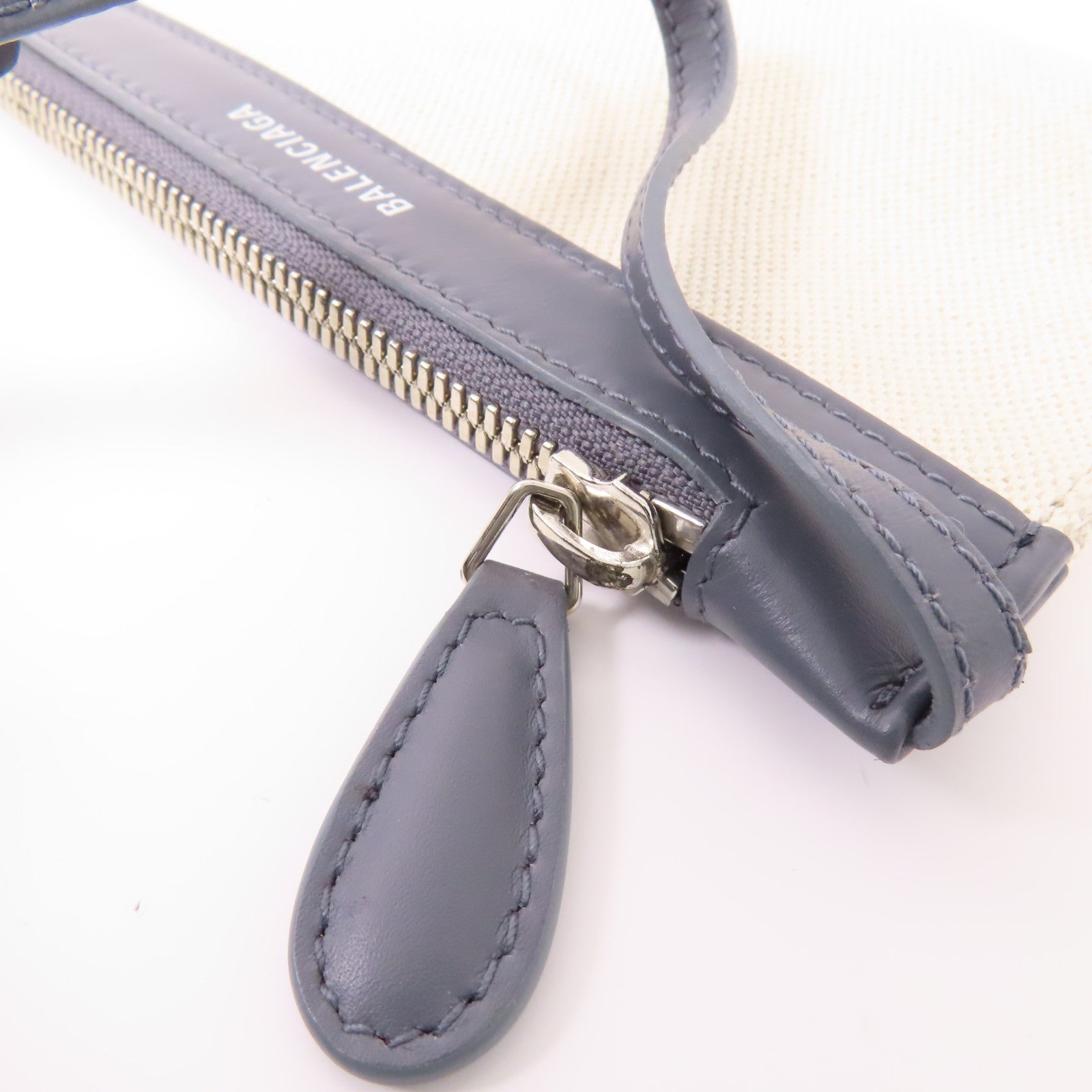 BALENCIAGA 帆布/皮革Cabas XS銀扣手挽肩背兩用袋