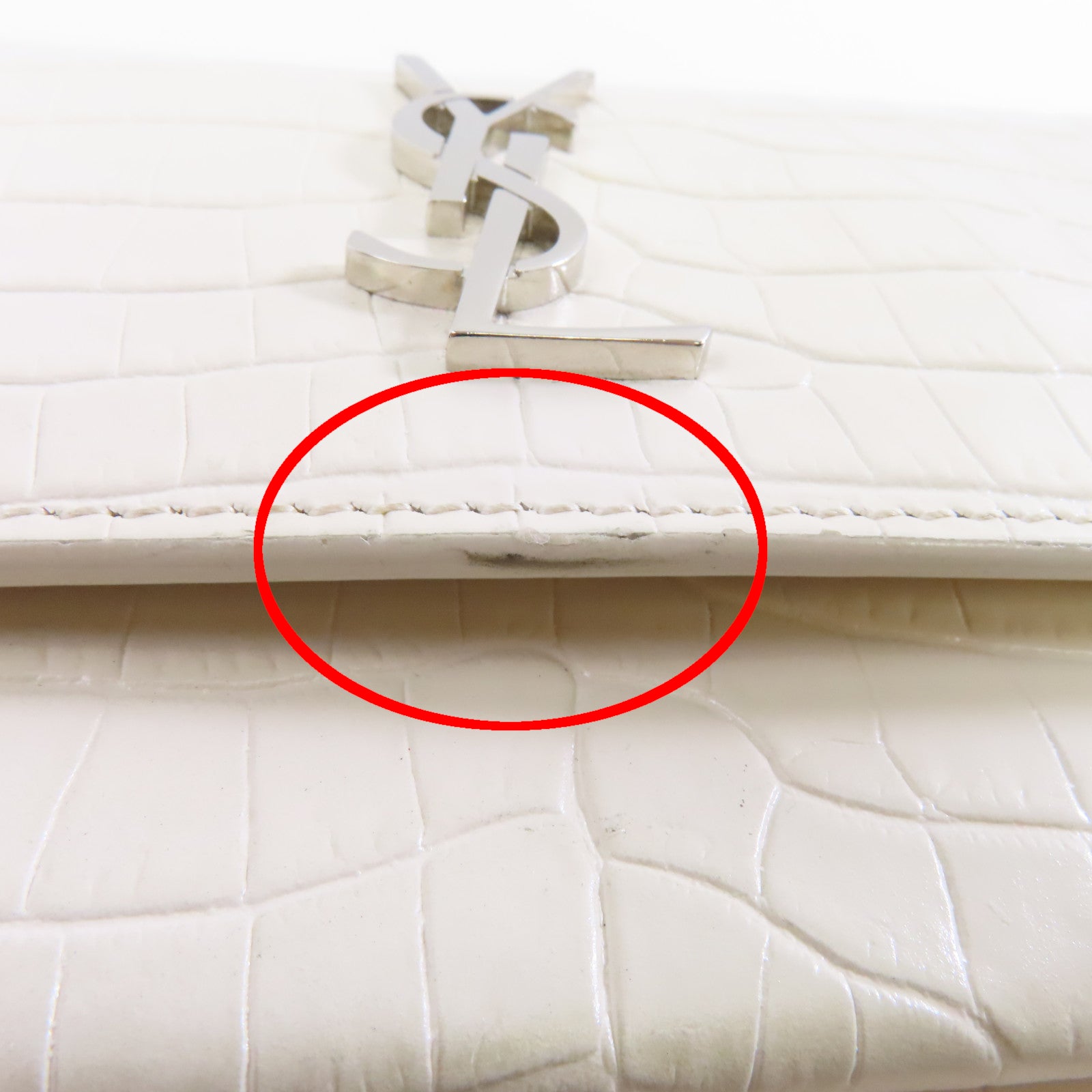 SAINT LAURENT 牛皮皮革Mini Sunset Bag鏈帶肩背袋白色