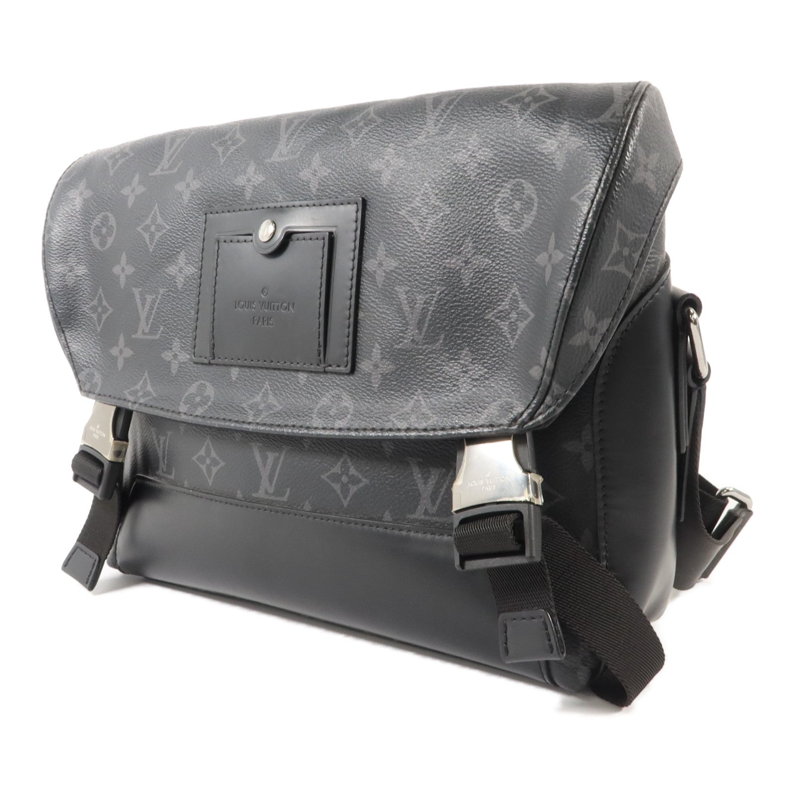 LOUIS VUITTON Monogram Eclipse Messenger PM Voyager銀扣肩背袋
