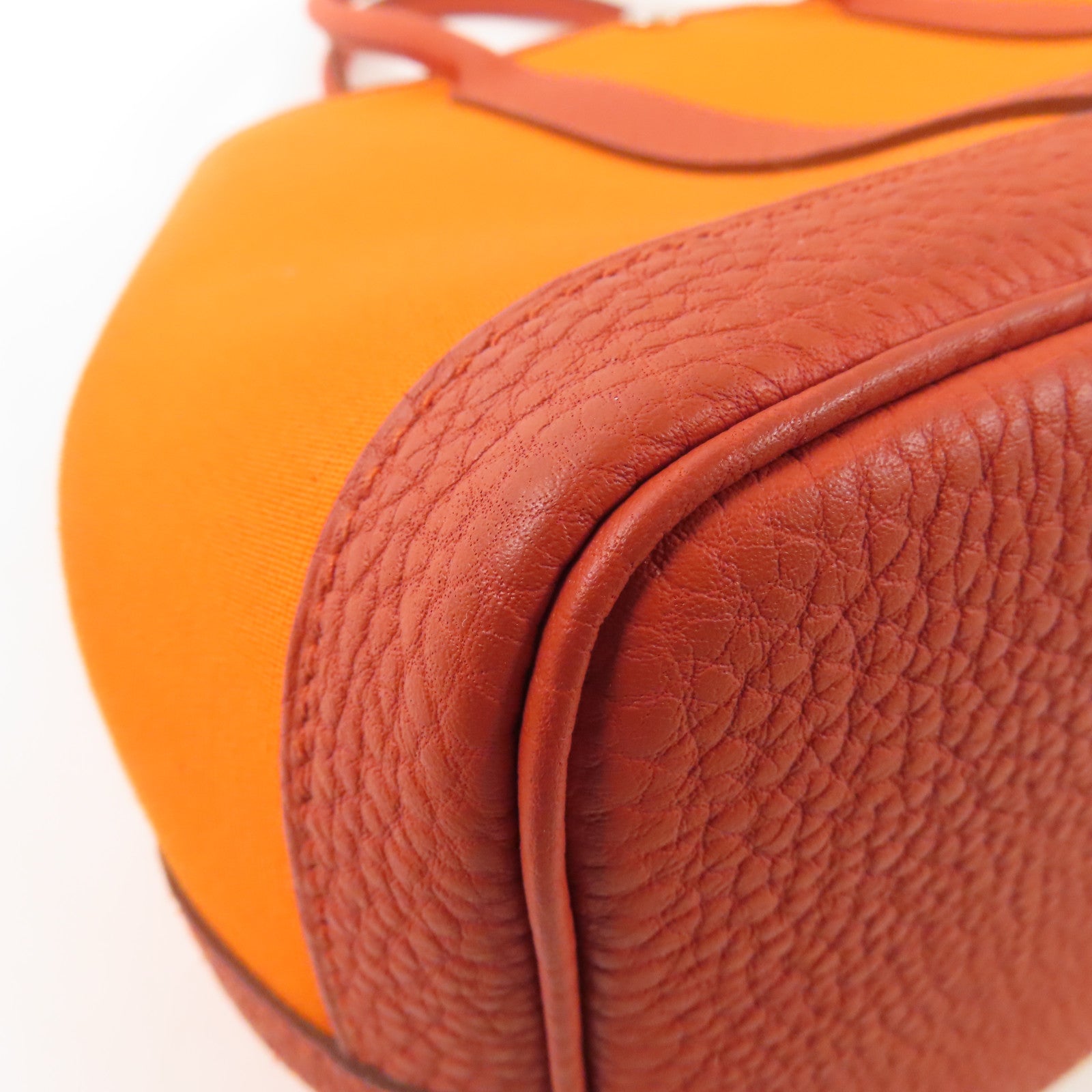 HERMES 帆布Garden Party TPM銀扣手挽袋橙色
