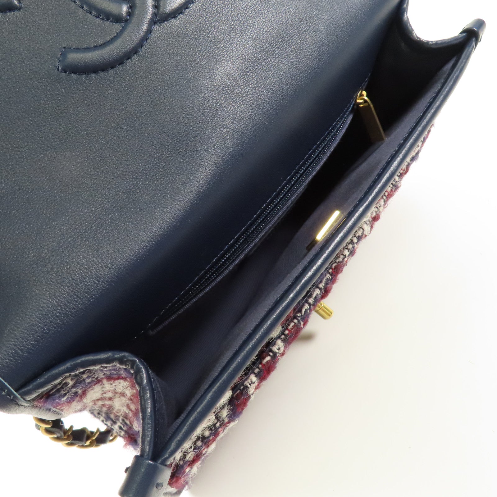 CHANEL 【激減優惠】斜紋軟呢Small Flap Bag Top Handle金扣手挽肩背兩用袋