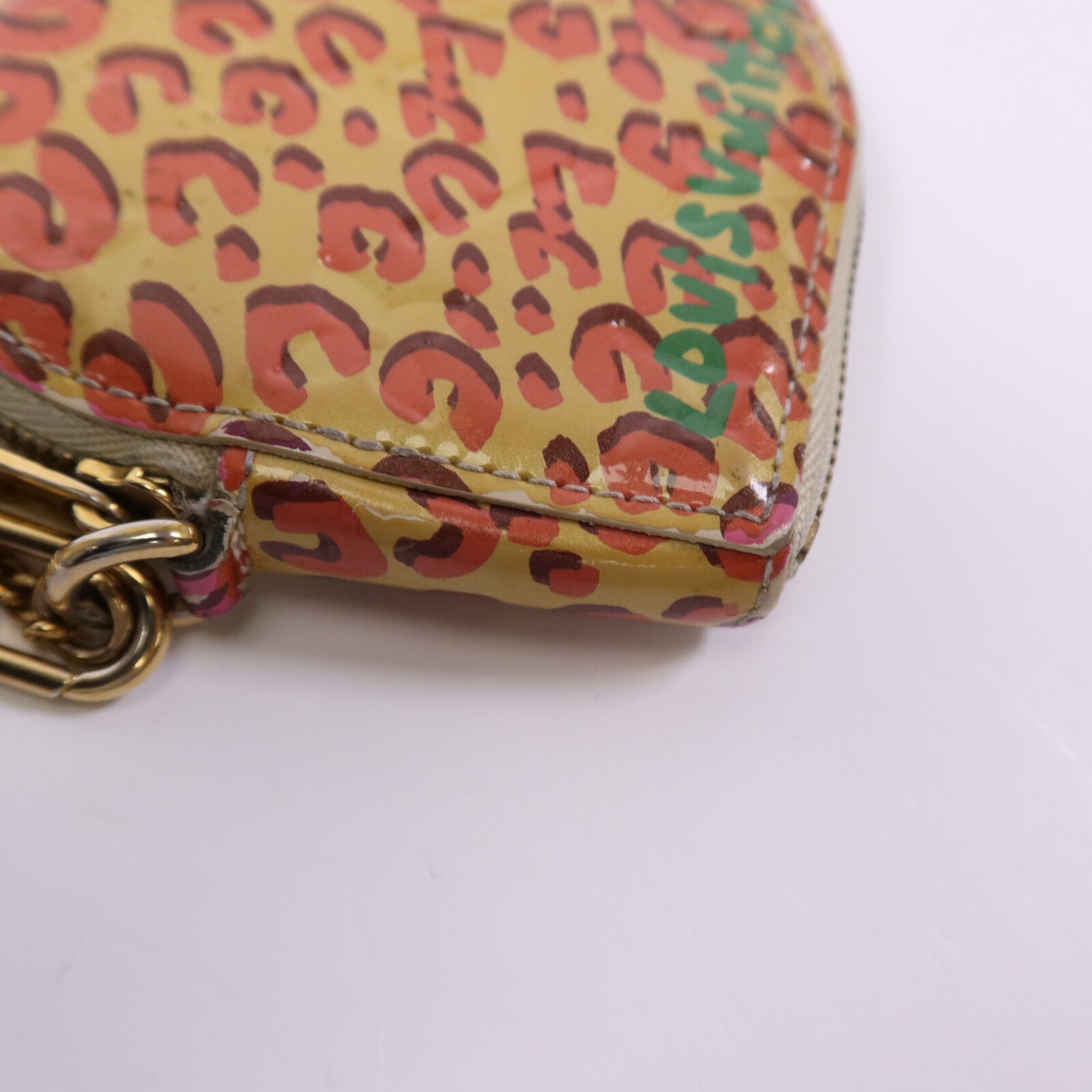 LOUIS VUITTON Vernis Leopard Porte Monnaie Coeur Broncorail金扣零錢包