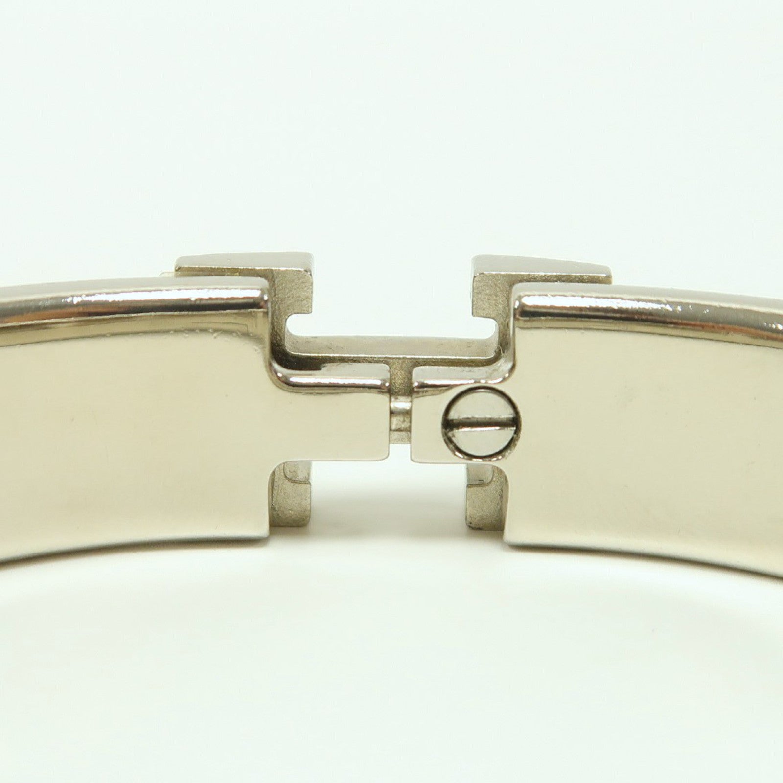 HERMES 金屬Clic H手鐲米色/銀色