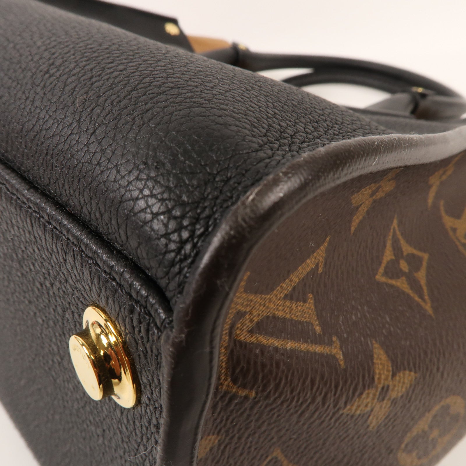 LOUIS VUITTON Monogram/牛皮皮革On My Side MM金扣手挽肩背兩用袋