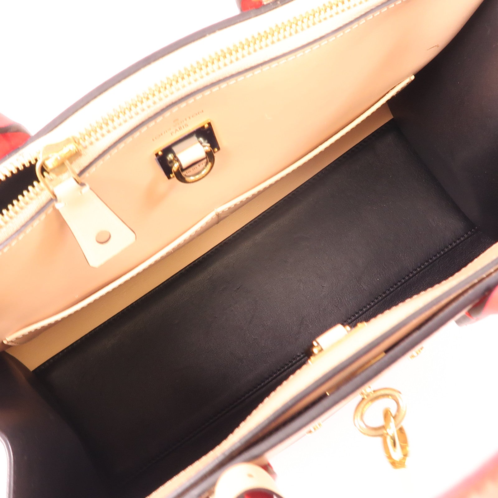 LOUIS VUITTON LV GHW City Steamer MM 2 Way Bag M42190 Calfskin Black/Beige/Red
