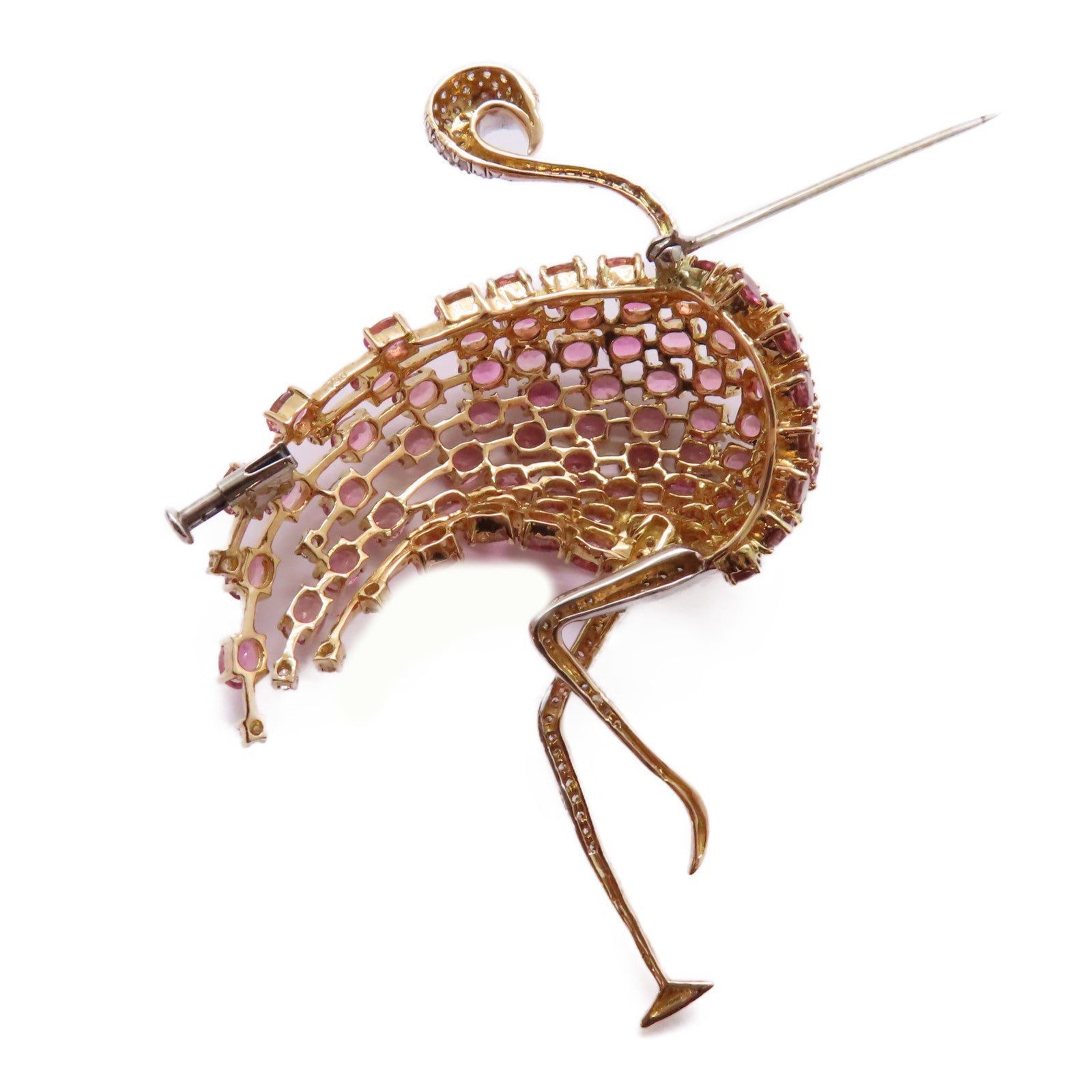 JEWELRY 【激減優惠】18K黃金/白金Tourmaline Diamond Brooch 12.83ct電氣石/0.96ct鑽石胸針