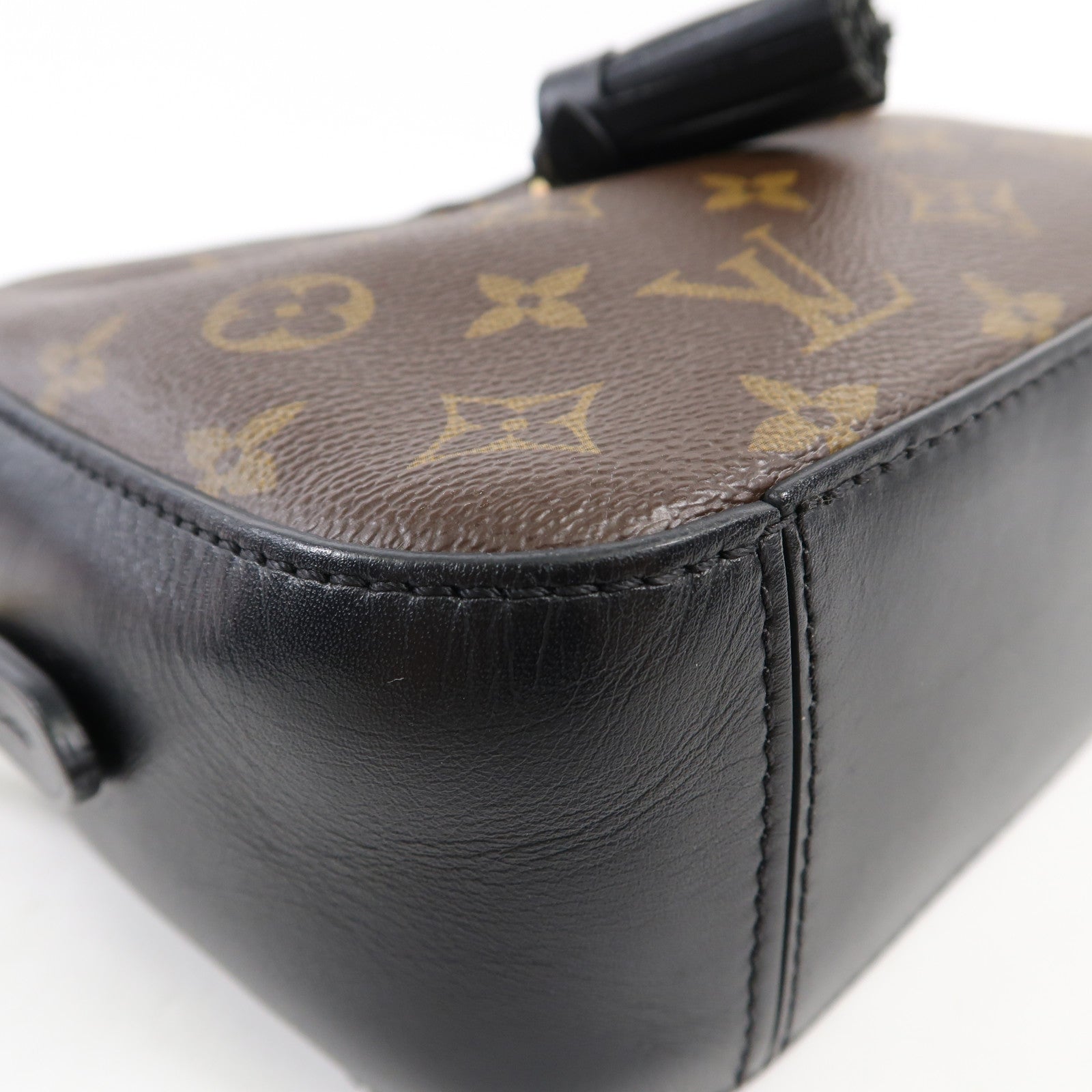 LOUIS VUITTON Monogram Saintonge金扣手挽袋棕色