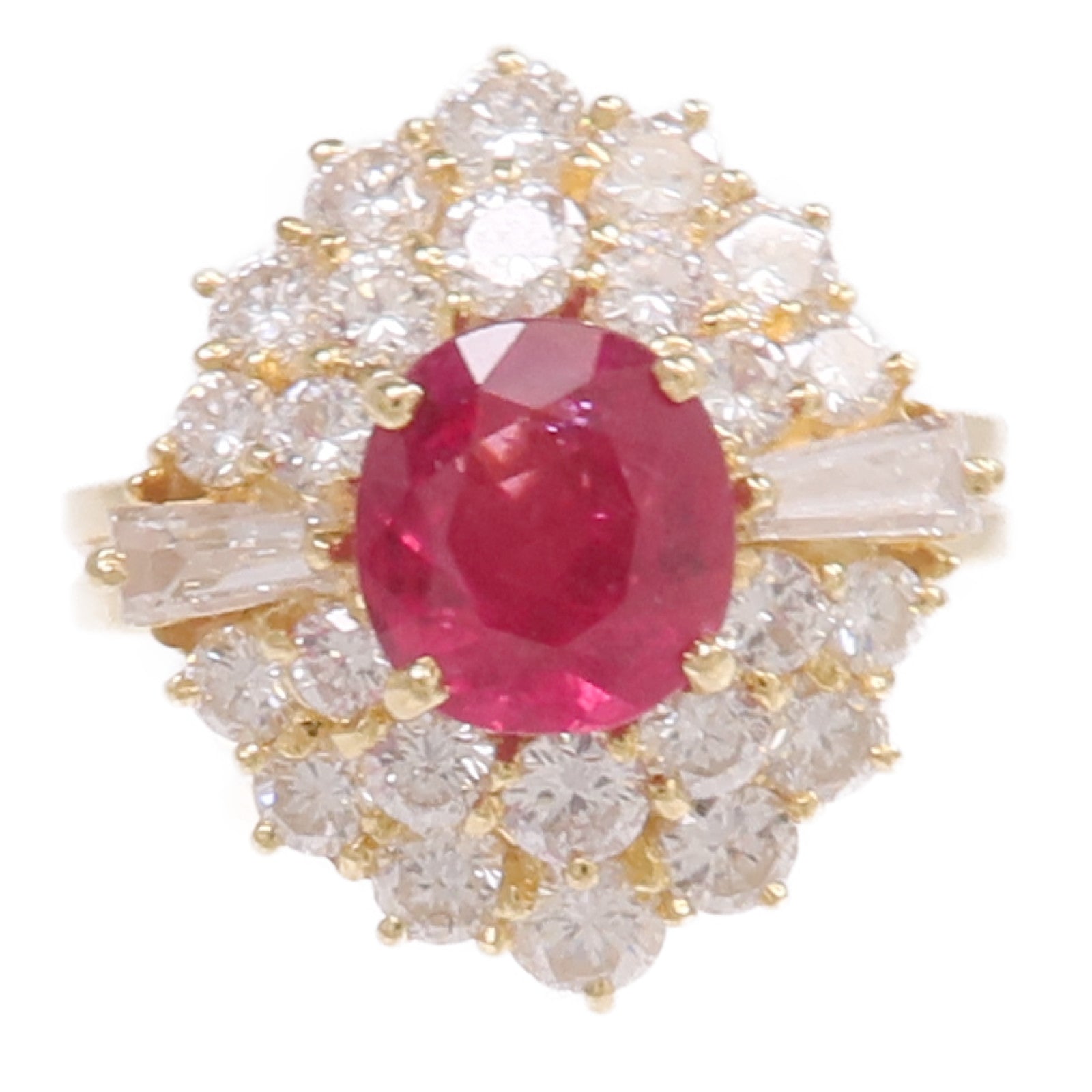 JEWELRY 【激減優惠】18K黃金Ruby Diamond Ring紅寶石/鑽石戒指US#5