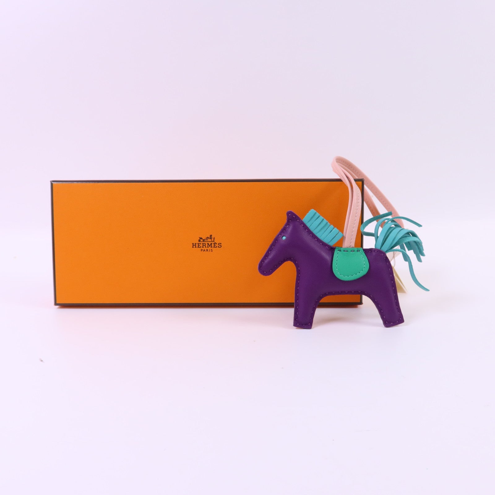 HERMES Milo皮革Rodeo PM掛飾Violet