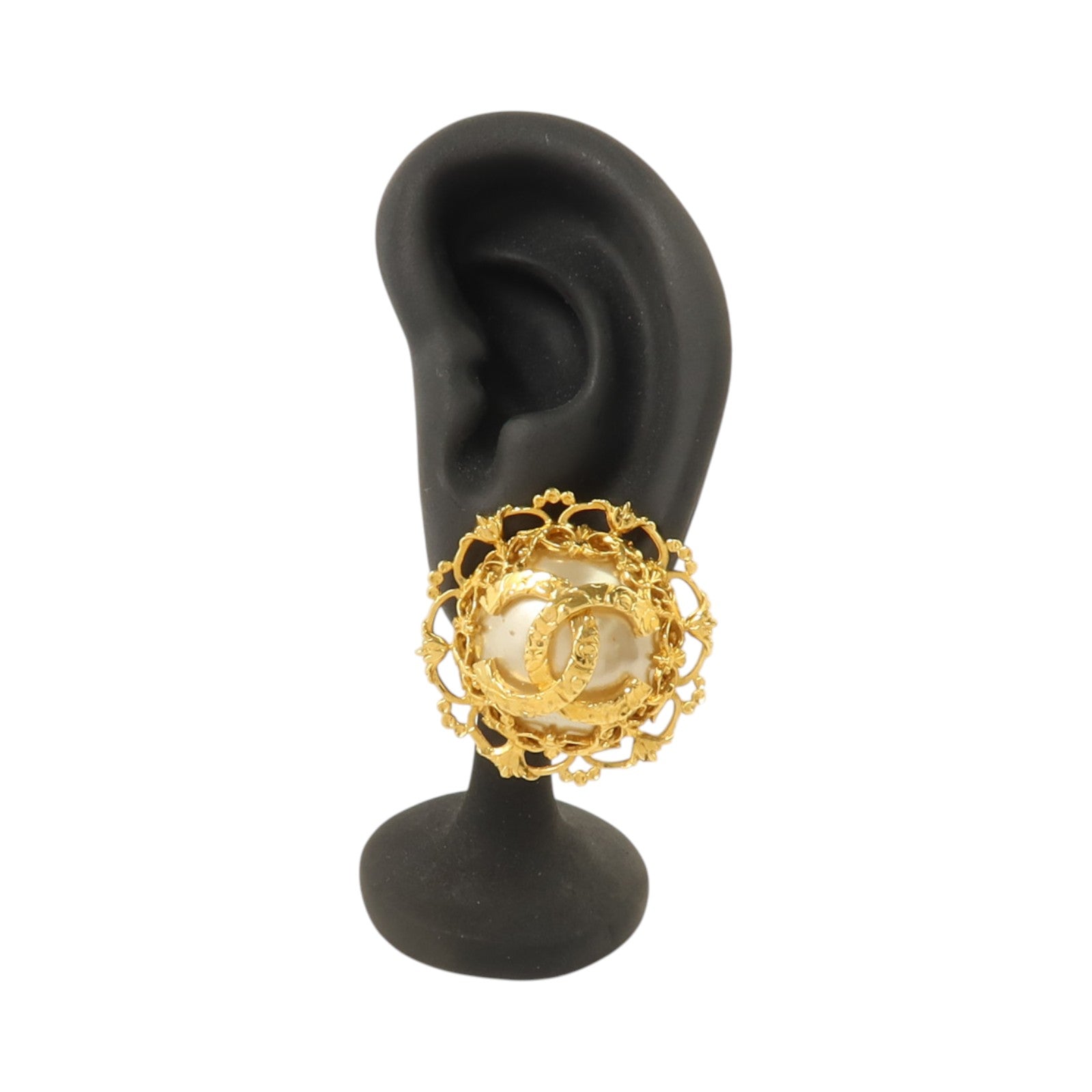 CHANEL 金屬/PVC Earrings金扣耳環