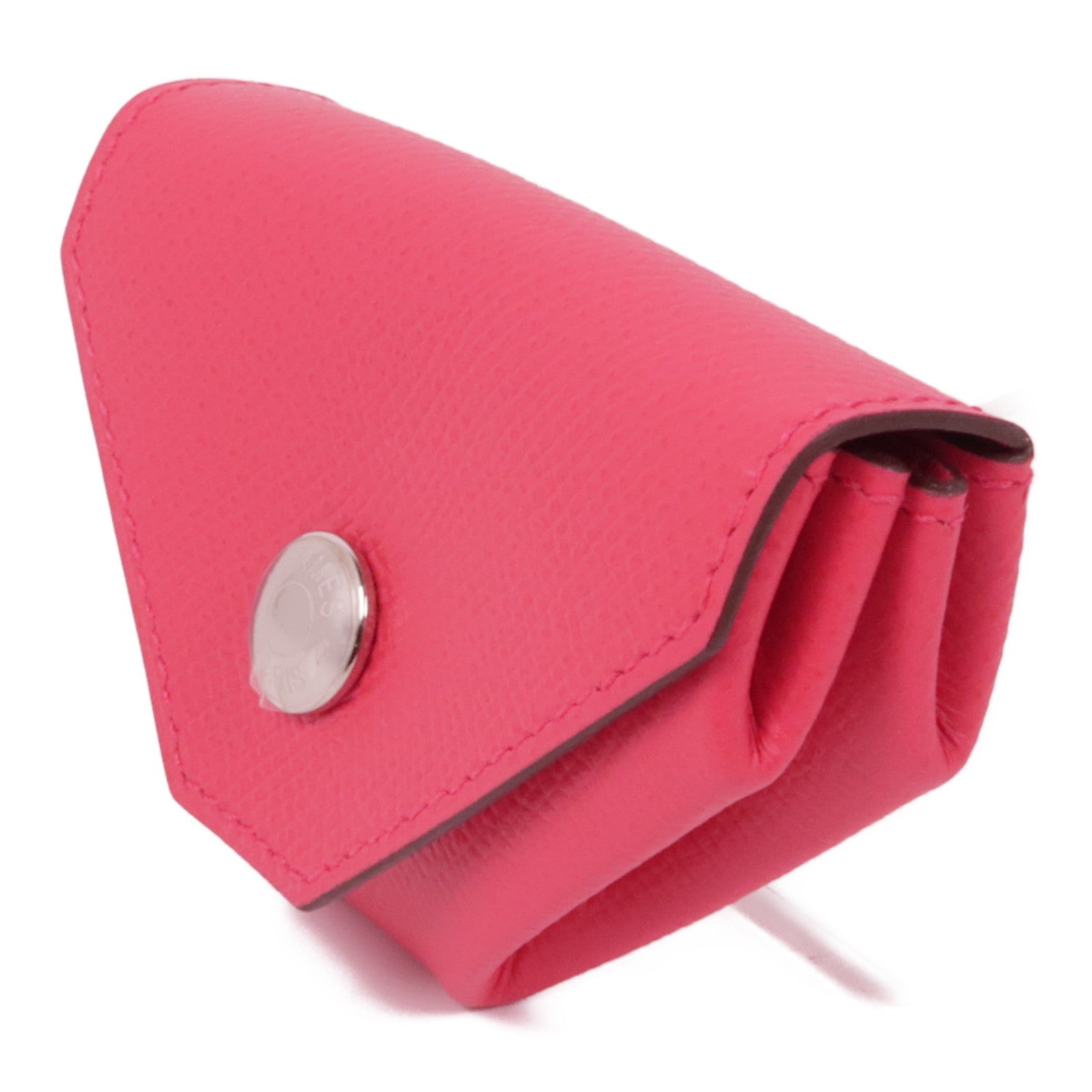 HERMES PHW Coin Case Calfskin Leather Red