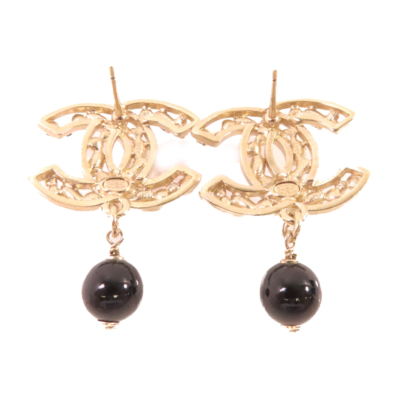 CHANEL 金屬/仿珍珠/水鑽CC Earrings金扣耳環金色/黑色/粉紅色