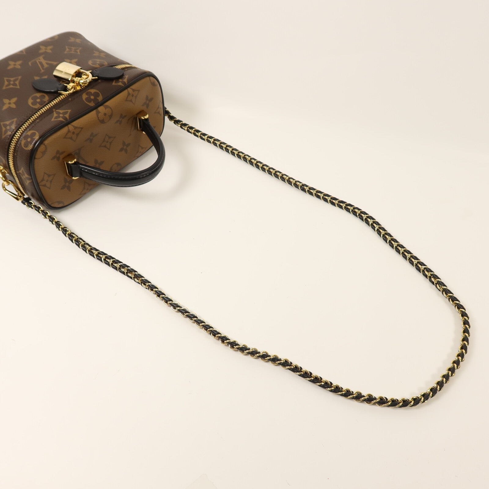 LOUIS VUITTON Monogram Reverse Vanity PM金扣鏈帶手挽肩背兩用袋